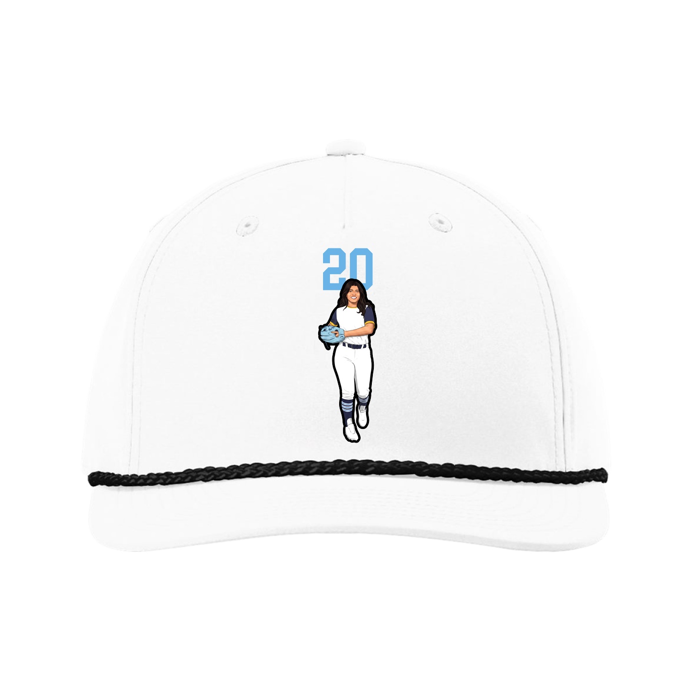 Five-Panel Classic Rope Cap — Number Top in White