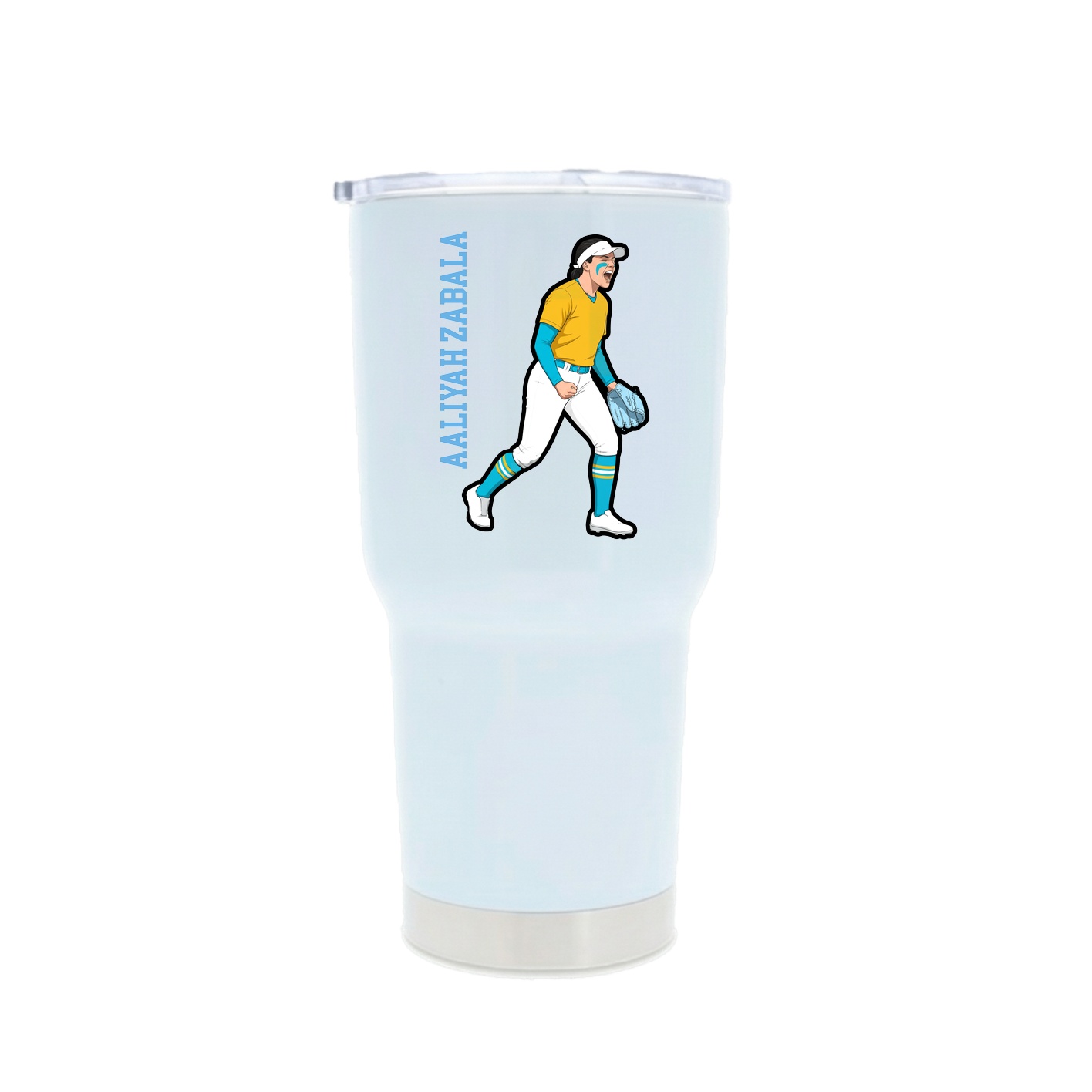 30oz Stainless Steel Tumbler — Name Vertical in White