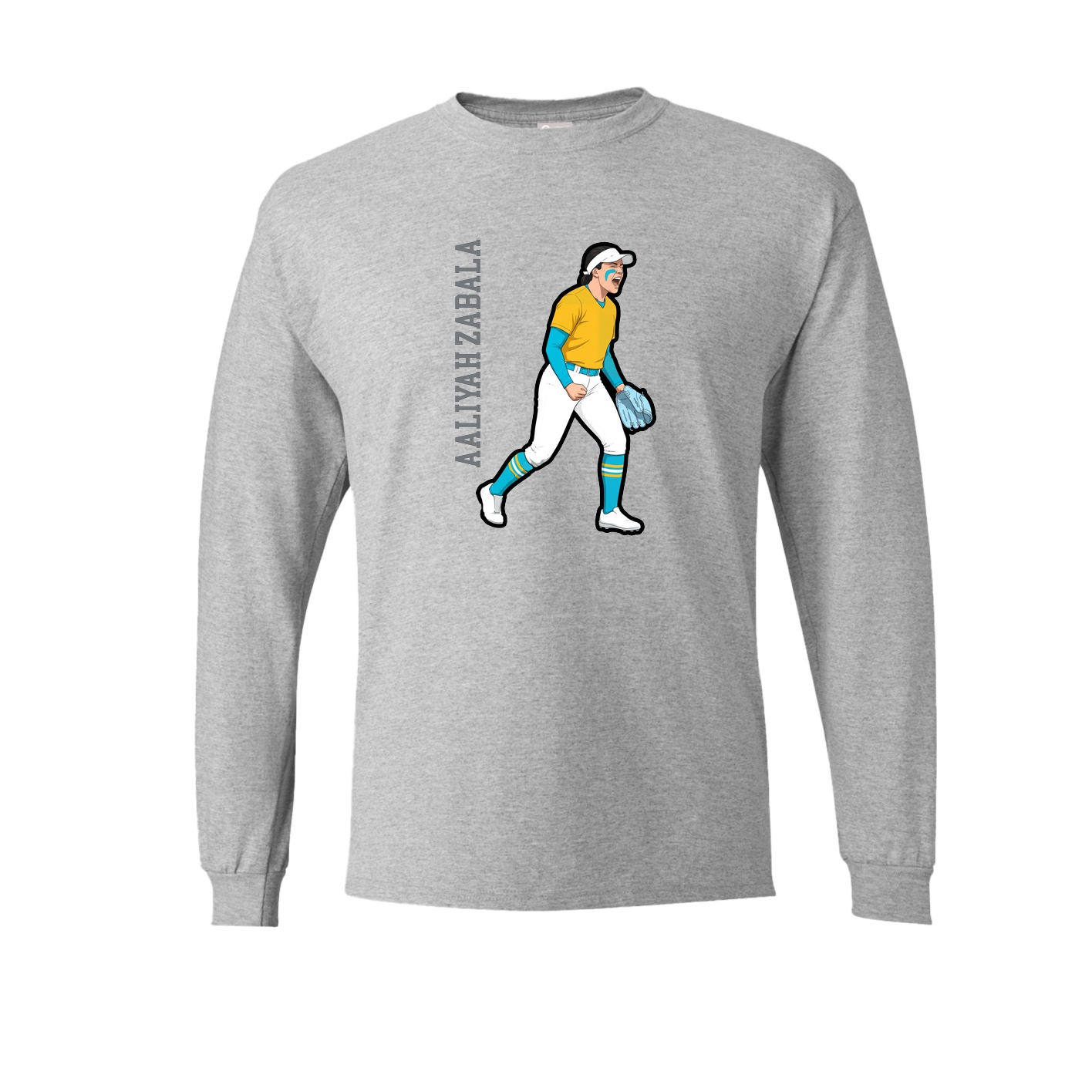 Long Sleeve Tee — Name Vertical in Grey