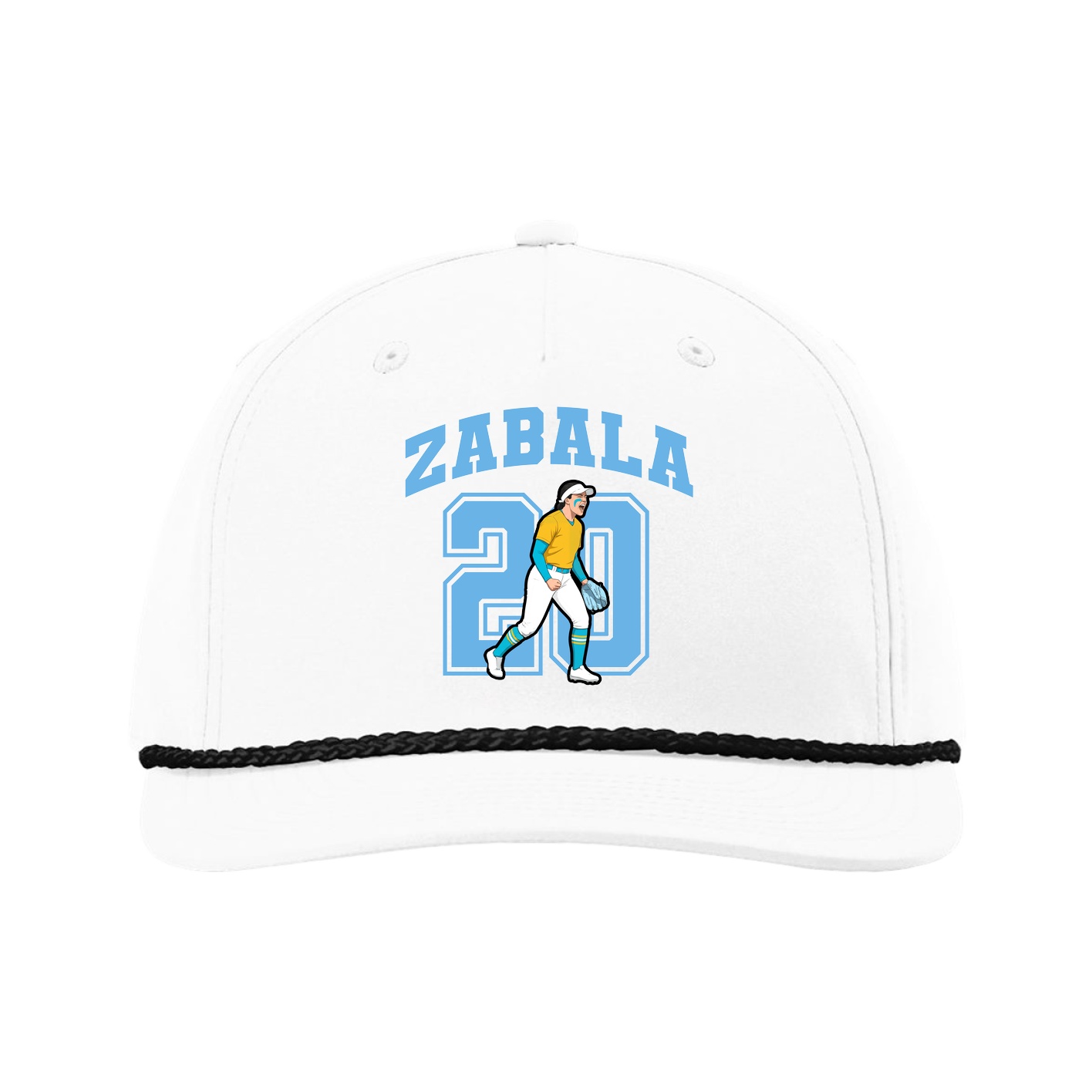 Five-Panel Classic Rope Cap — Number in White