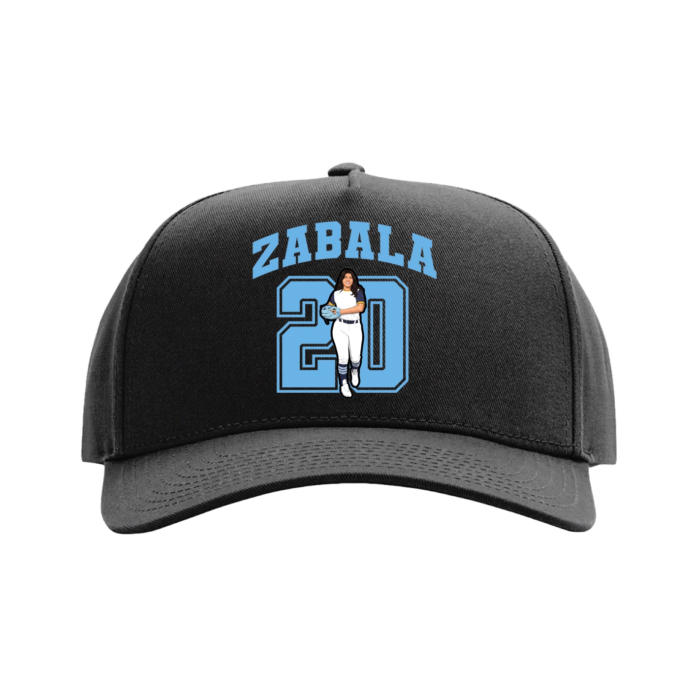 Full Fabric Five-Panel Champ Cap — Number in Black