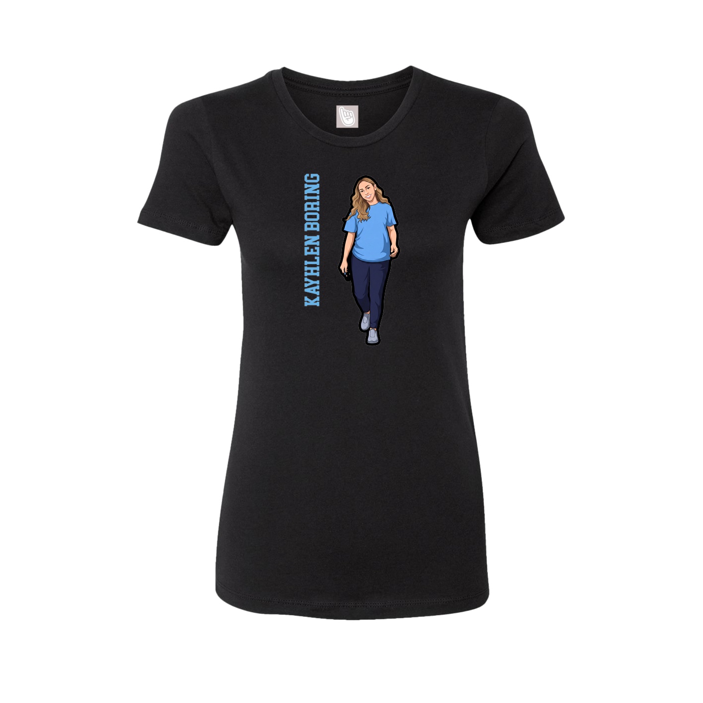 Fitted Women's Tee — Name Vertical in Black
