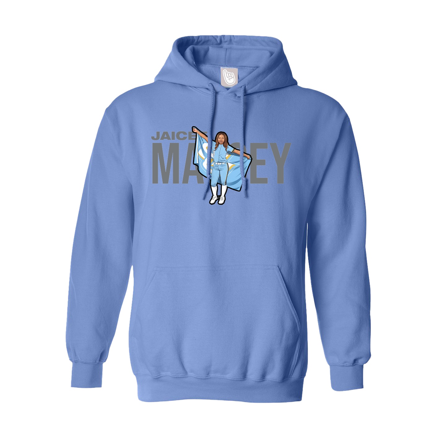 Youth Hoodie — Player Name in Powder Blue