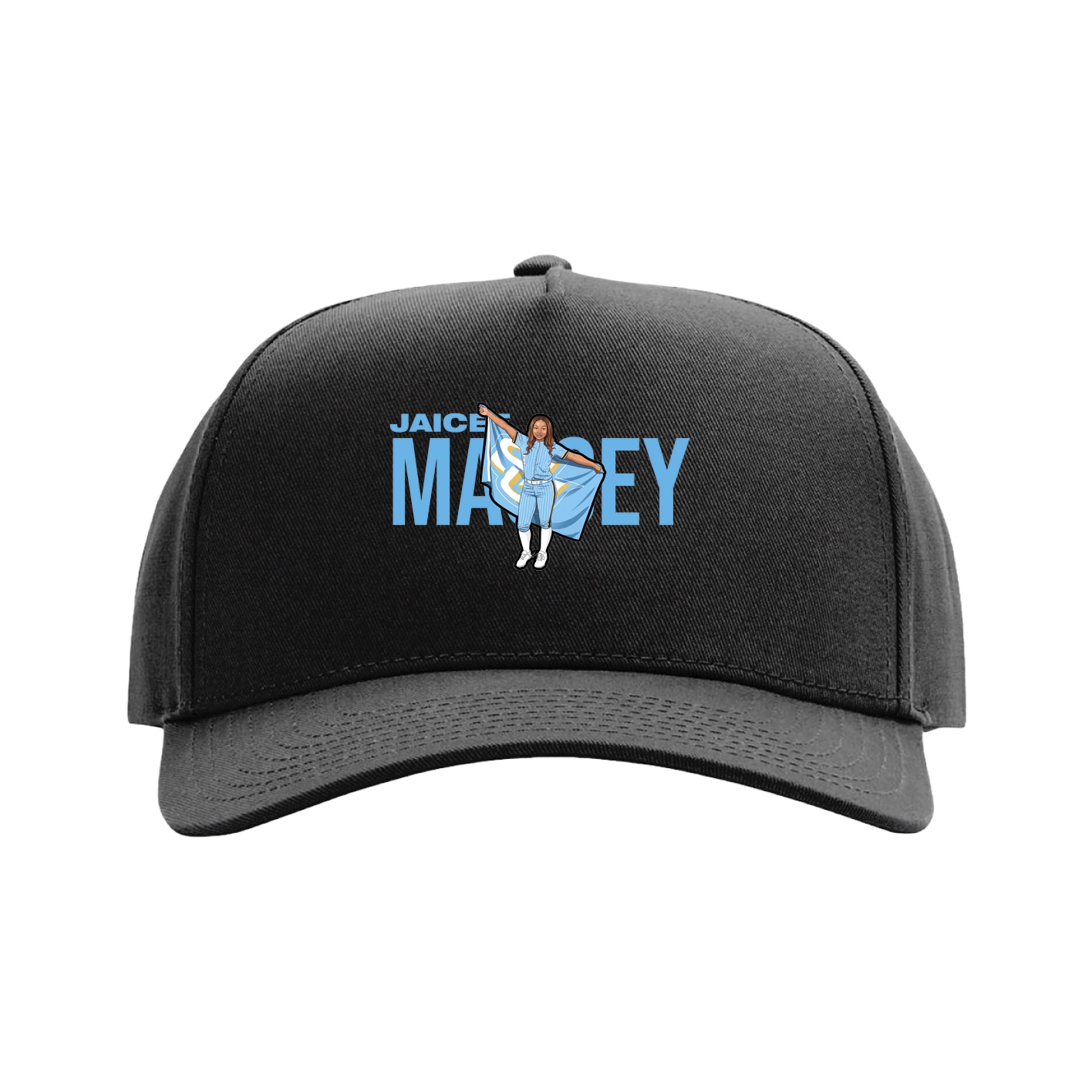 Full Fabric Five-Panel Champ Cap — Player Name in Black
