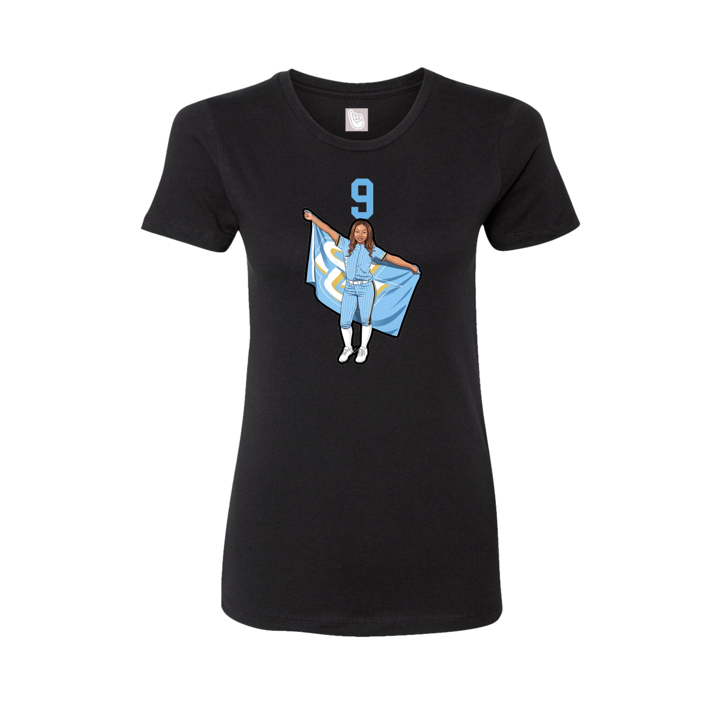 Fitted Women's Tee — Number Top in Black