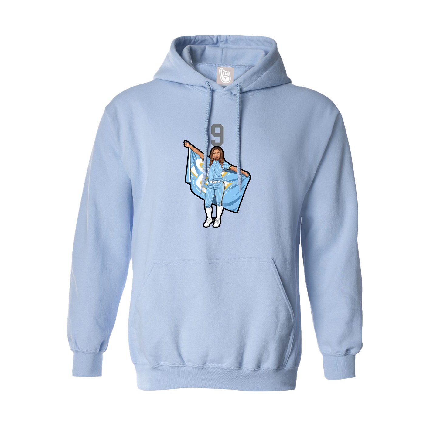 Hoodie — Number Top in Light Blue