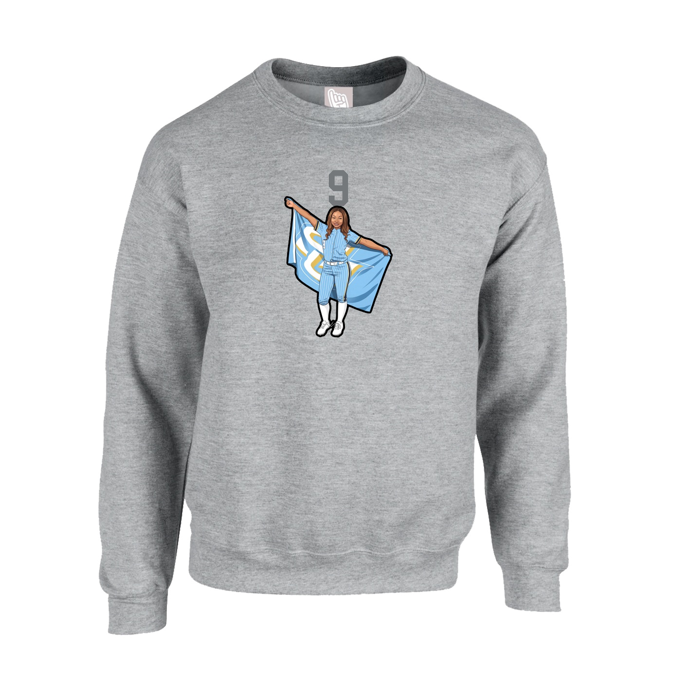 Fleece Crew — Number Top in Grey