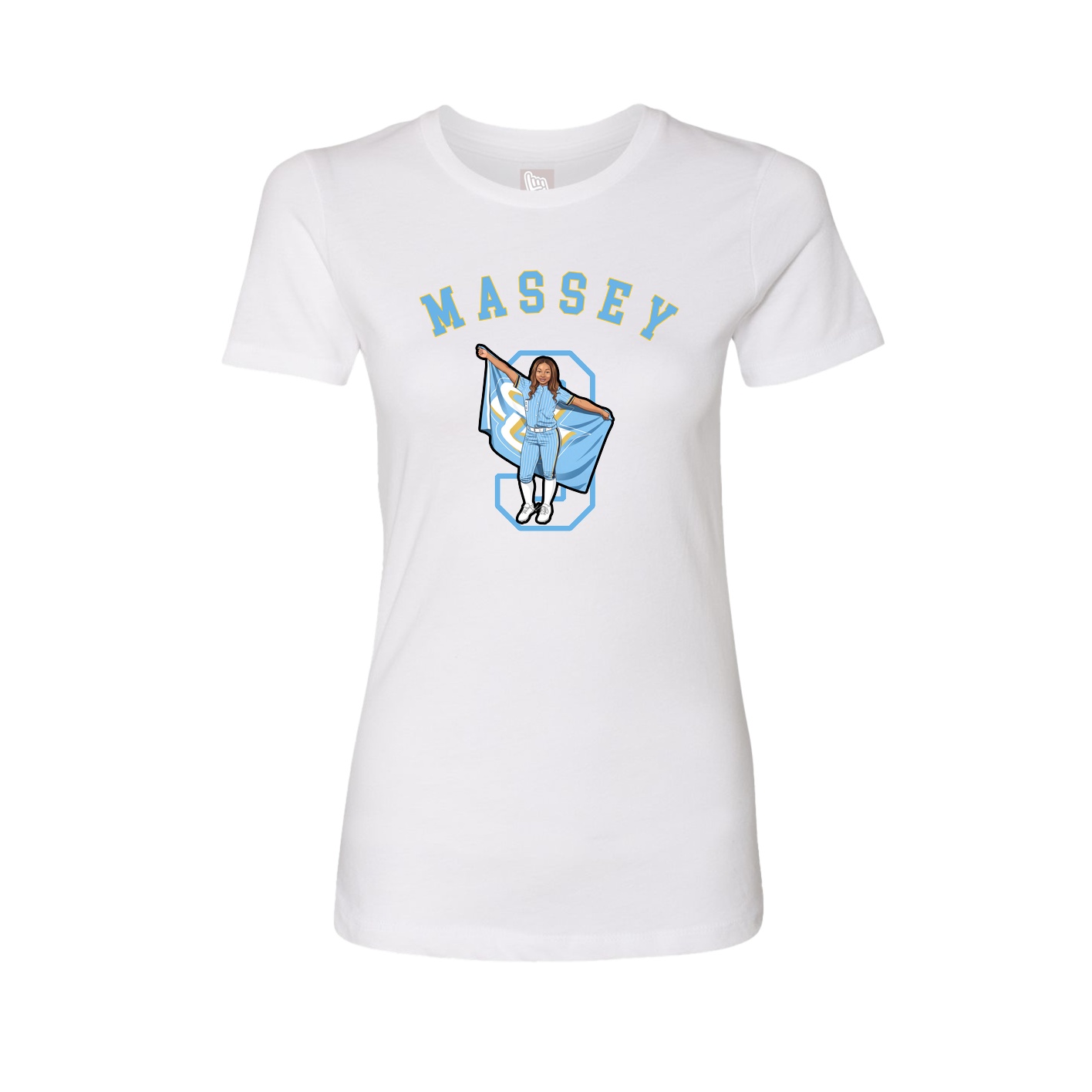 Fitted Women's Tee — Shirsey Arch in White