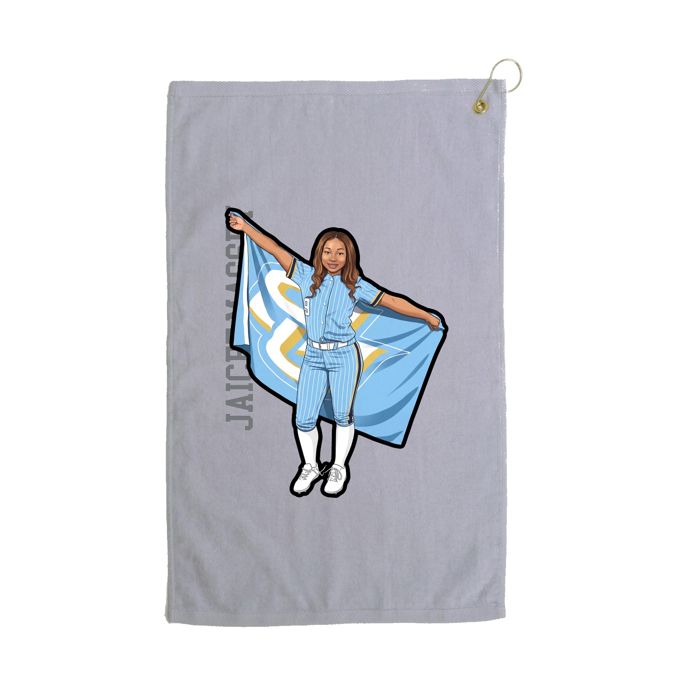 Golf Towel — Name Vertical in Grey