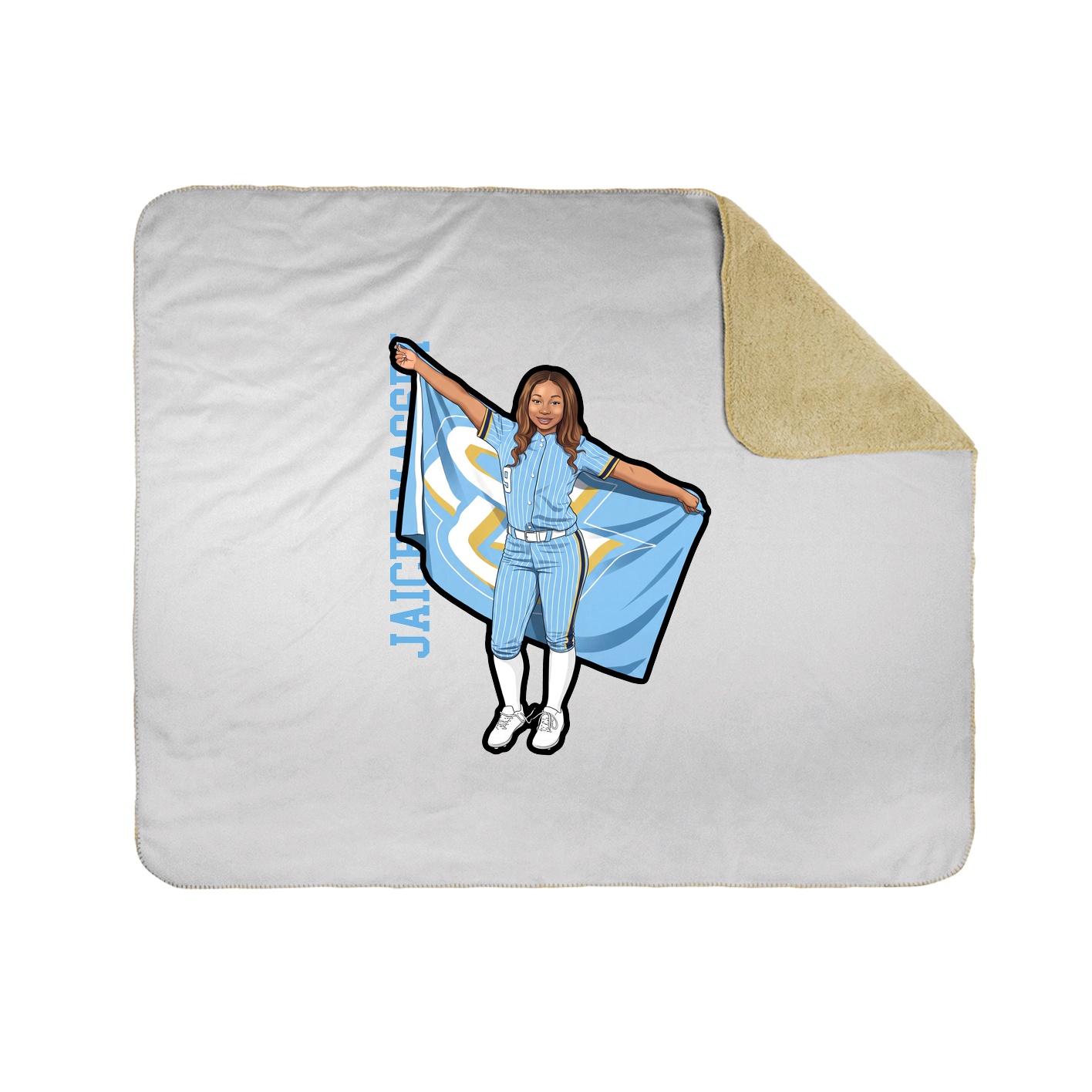 Throw Blanket — Name Vertical in White