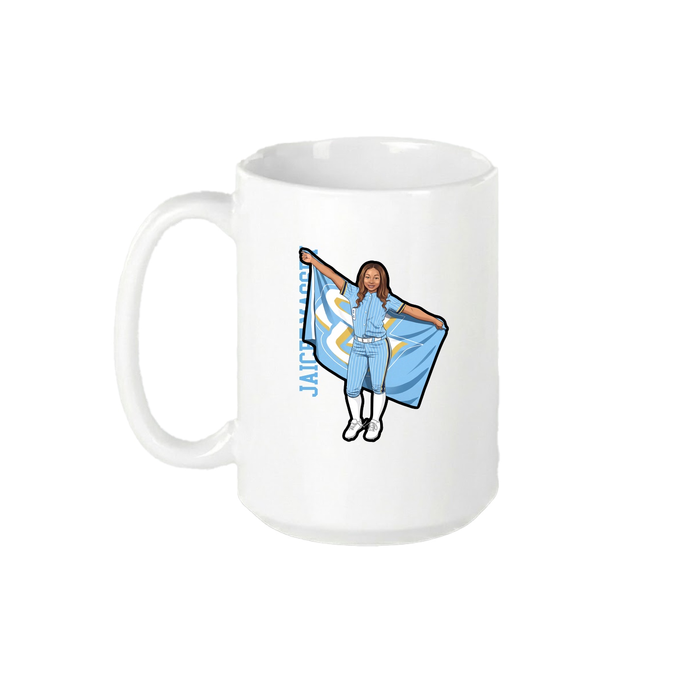 15oz Coffee Mug — Name Vertical in White