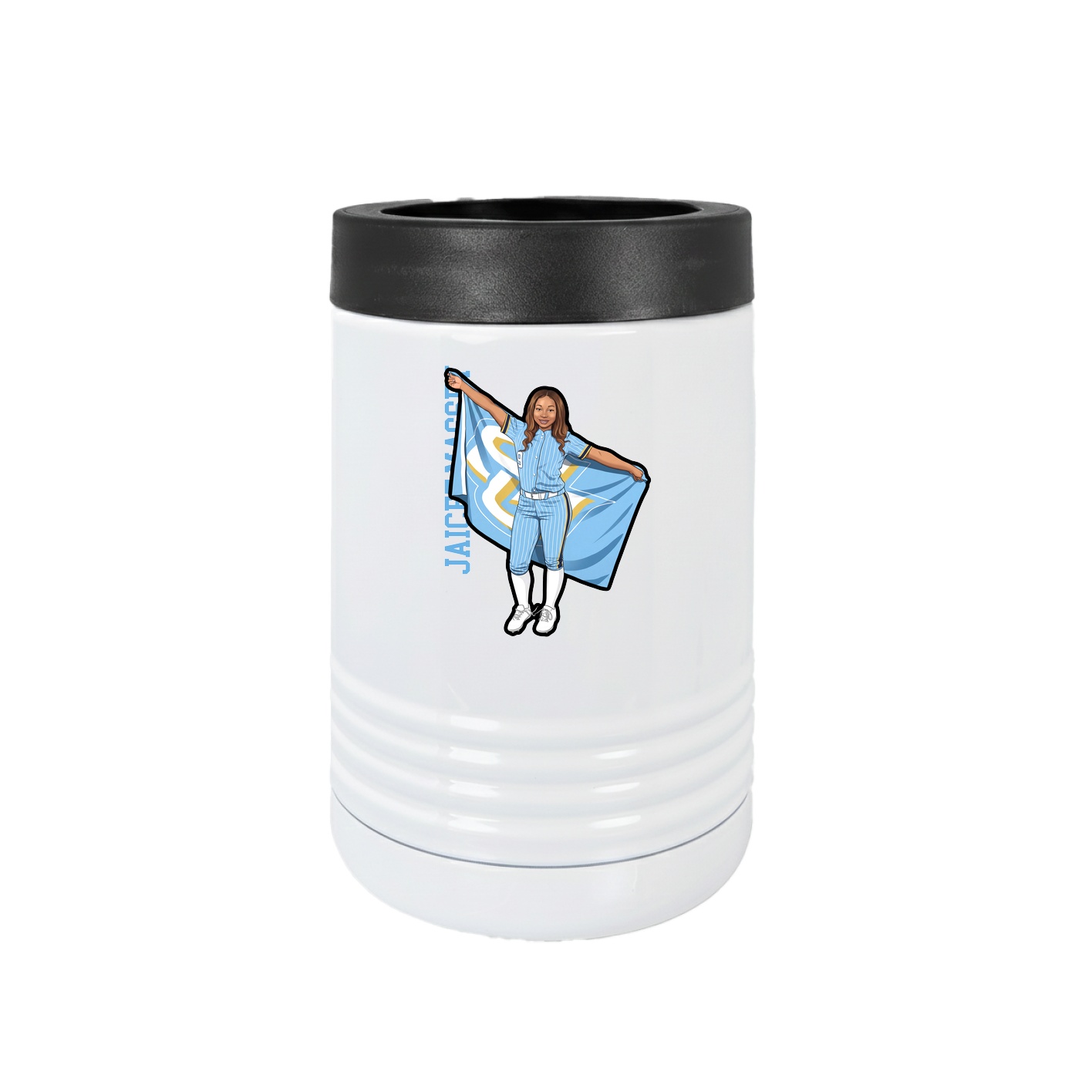 Beverage Holder — Name Vertical in White