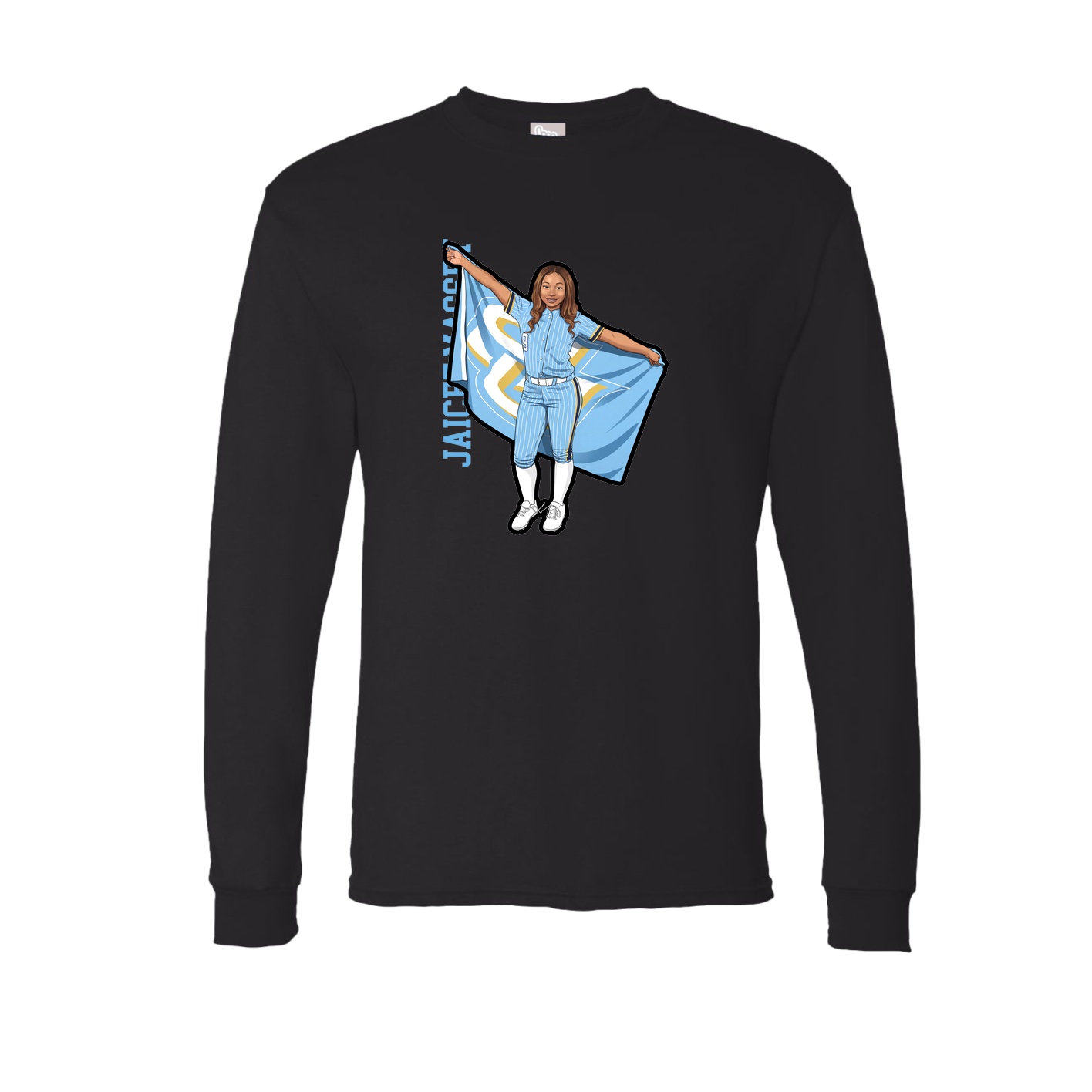 Long Sleeve Tee — Name Vertical in Black
