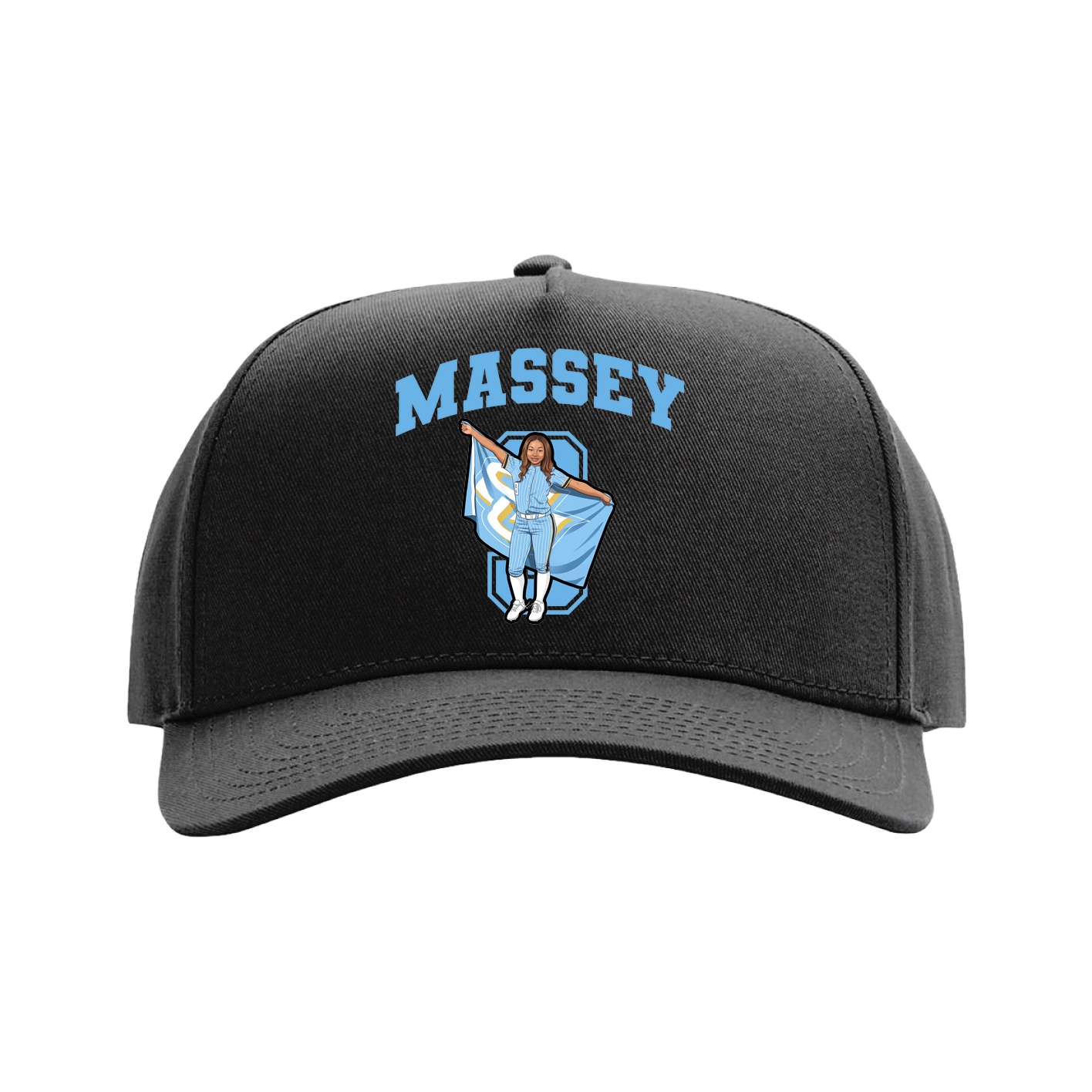 Full Fabric Five-Panel Champ Cap — Number in Black