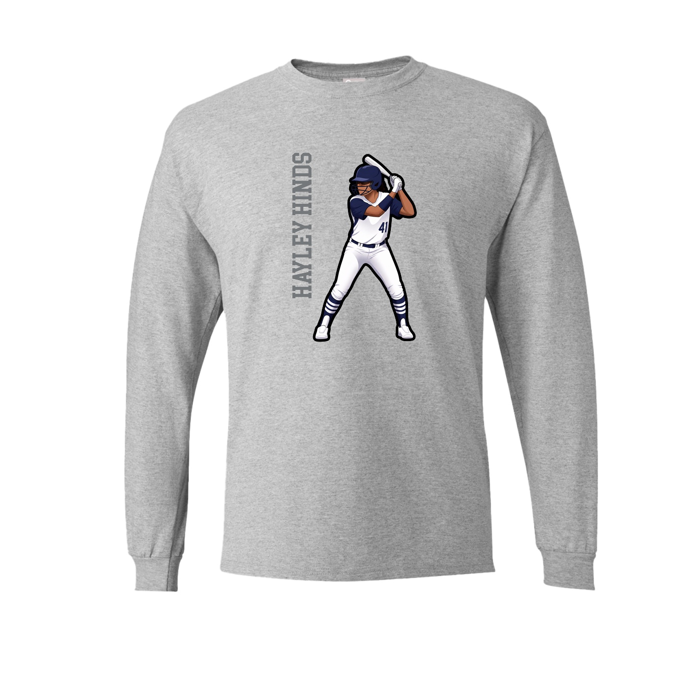 Long Sleeve Tee — Name Vertical in Grey