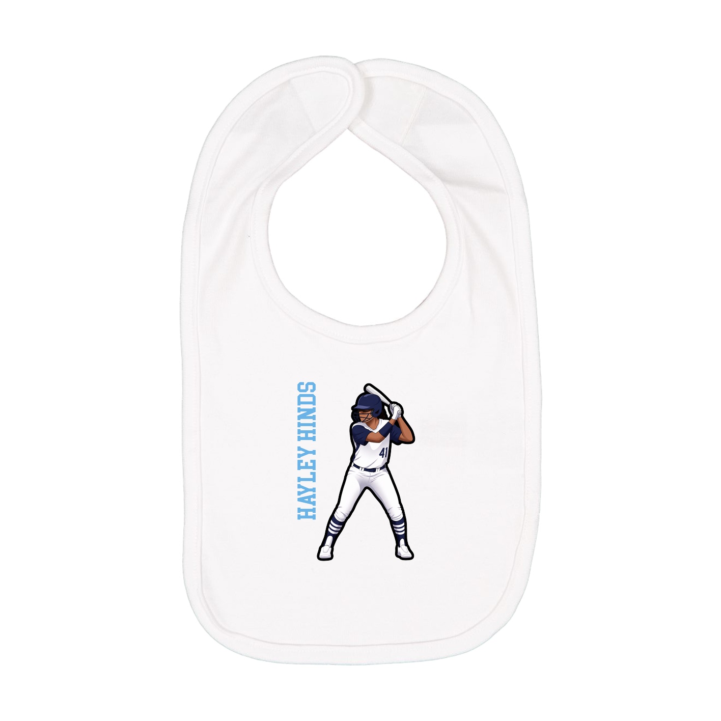Infant Bib — Name Vertical in White