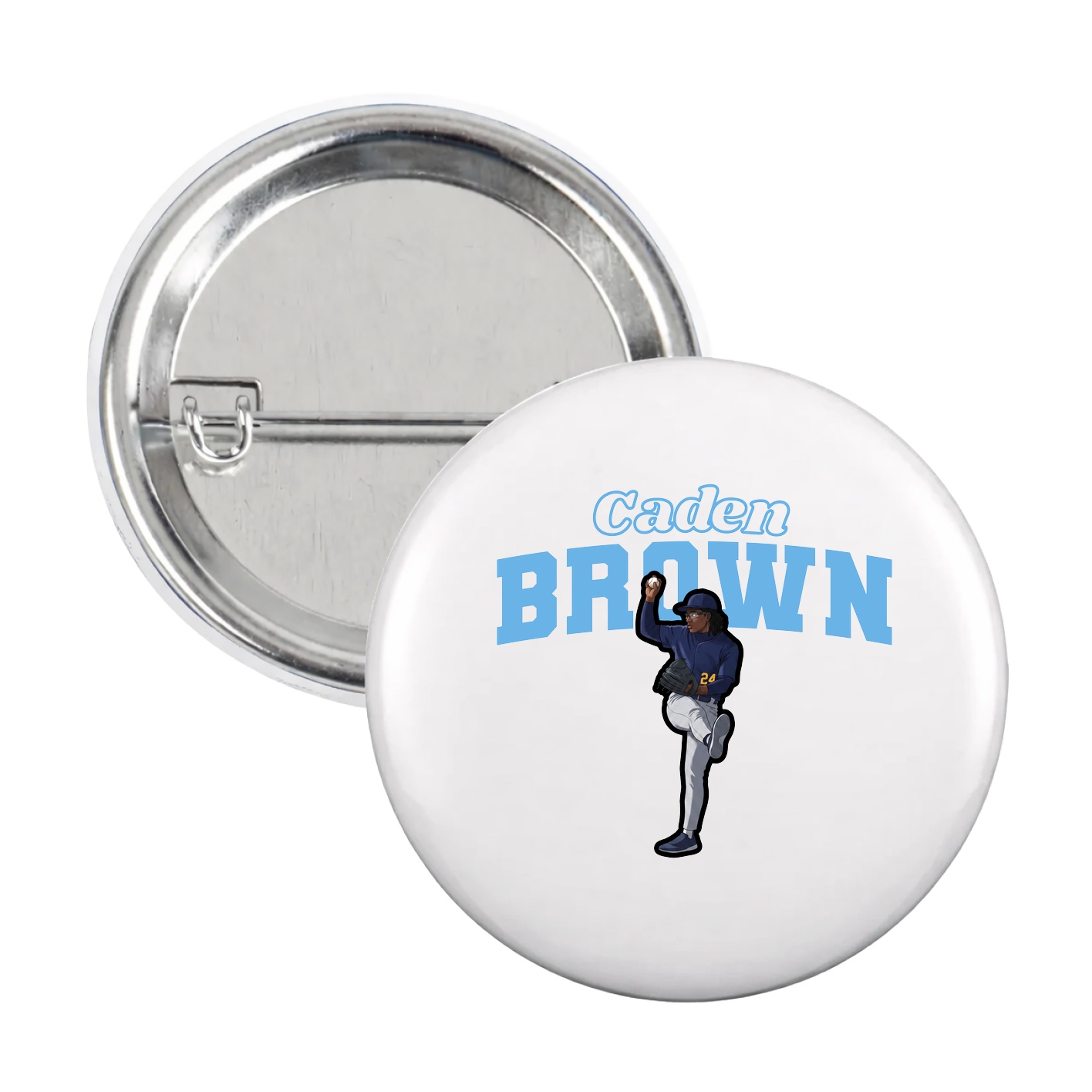 Game Day Button — Name Arch in White