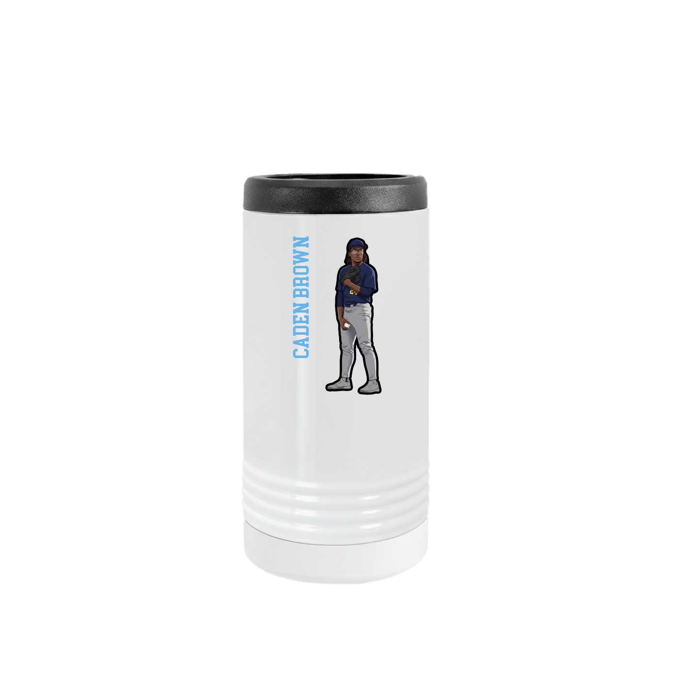 Slim Beverage Holder — Name Vertical in White