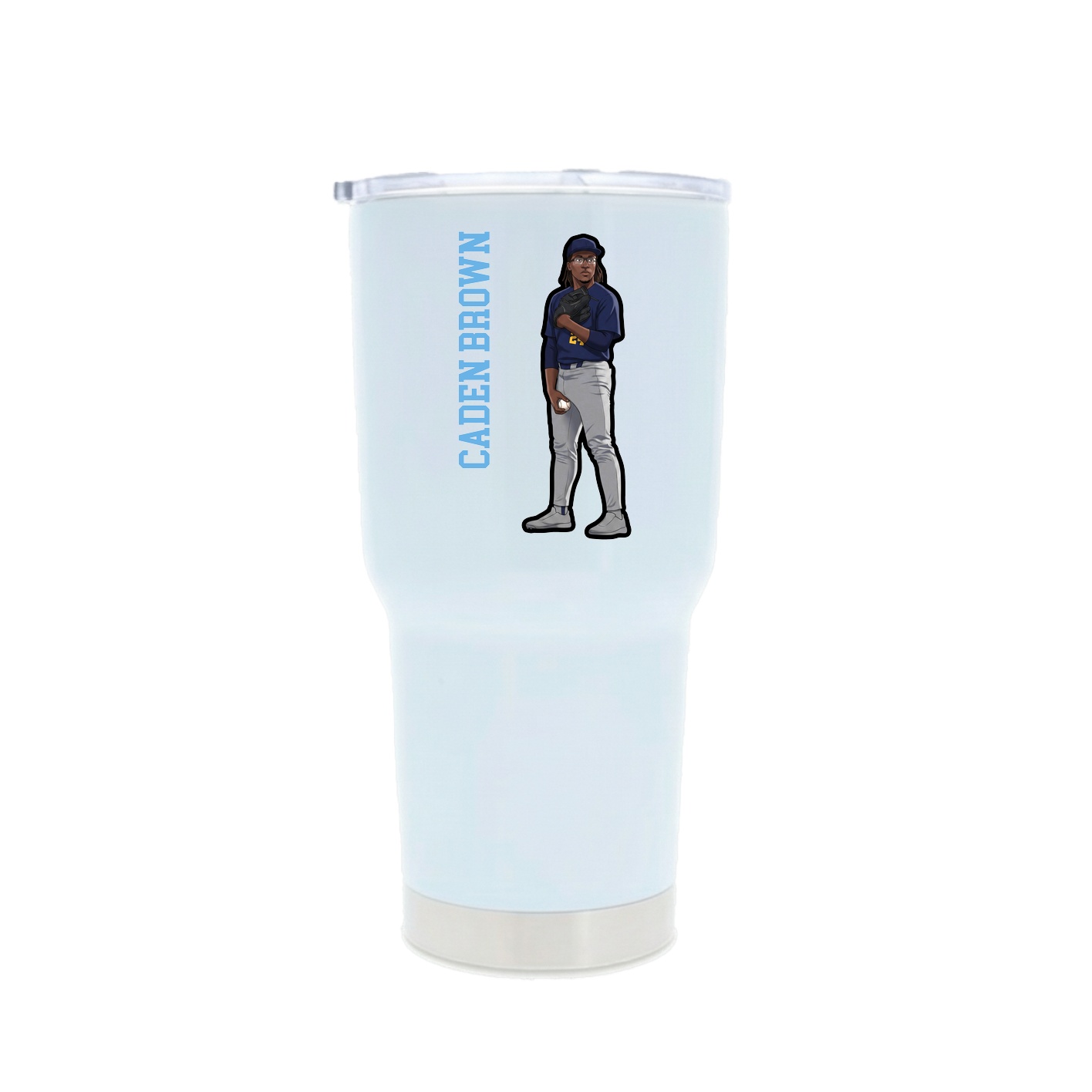 30oz Stainless Steel Tumbler — Name Vertical in White
