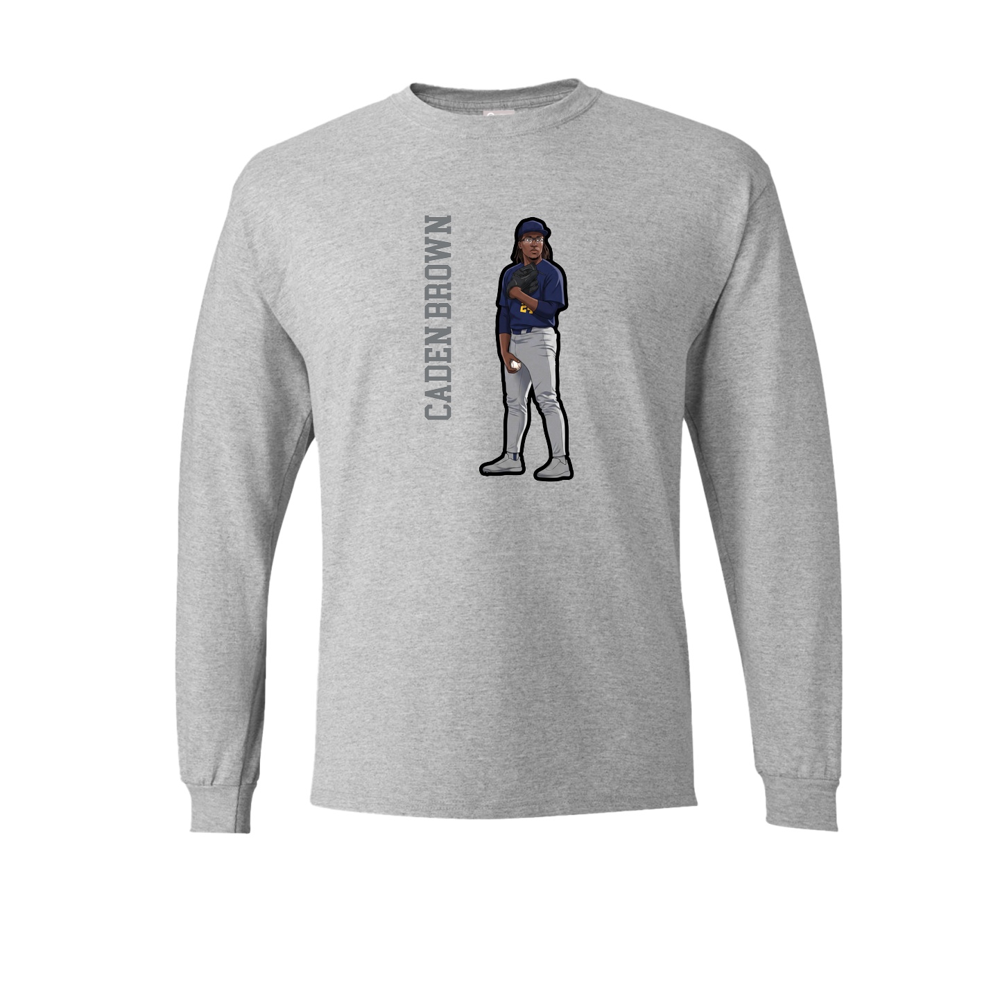 Long Sleeve Tee — Name Vertical in Grey