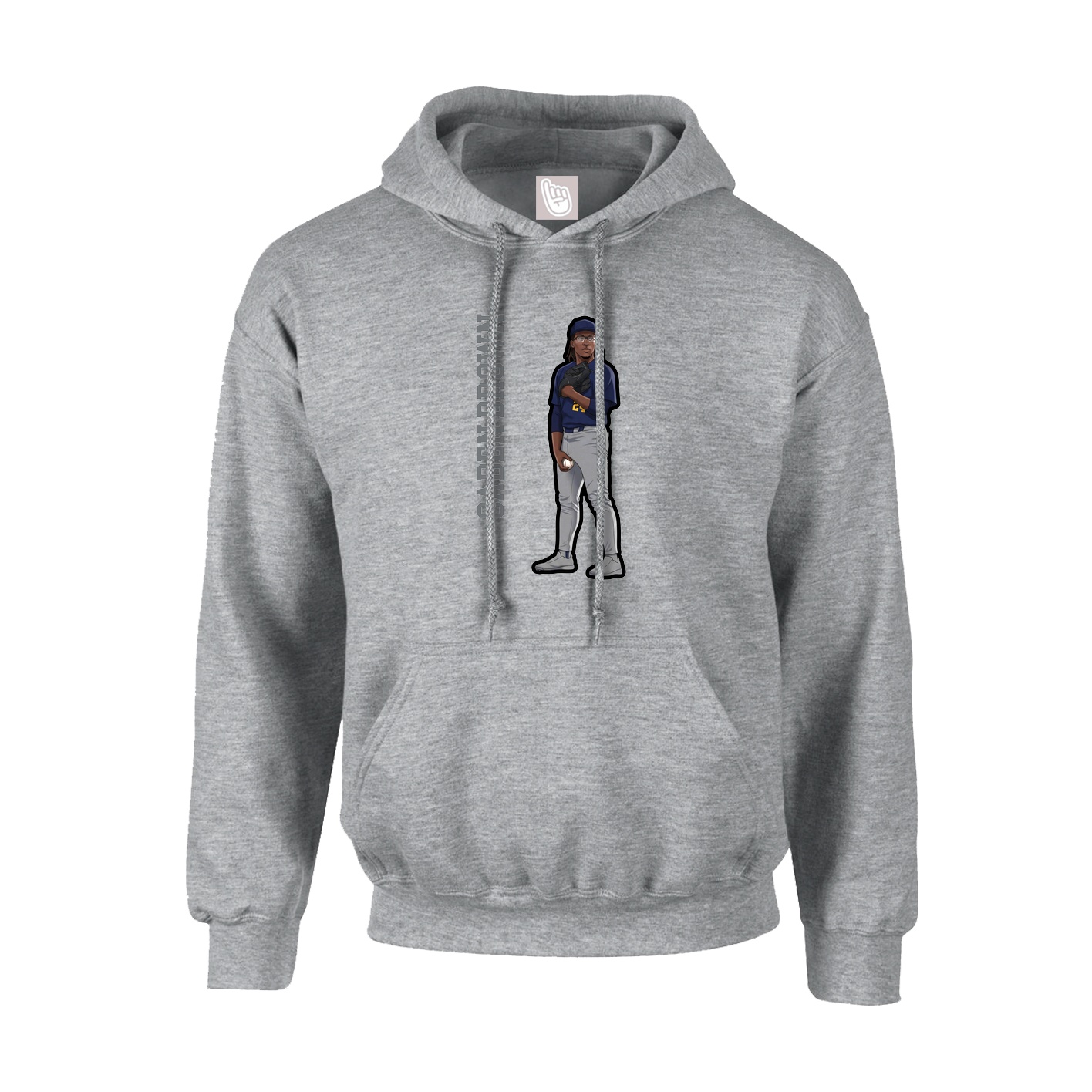 Hoodie — Name Vertical in Grey