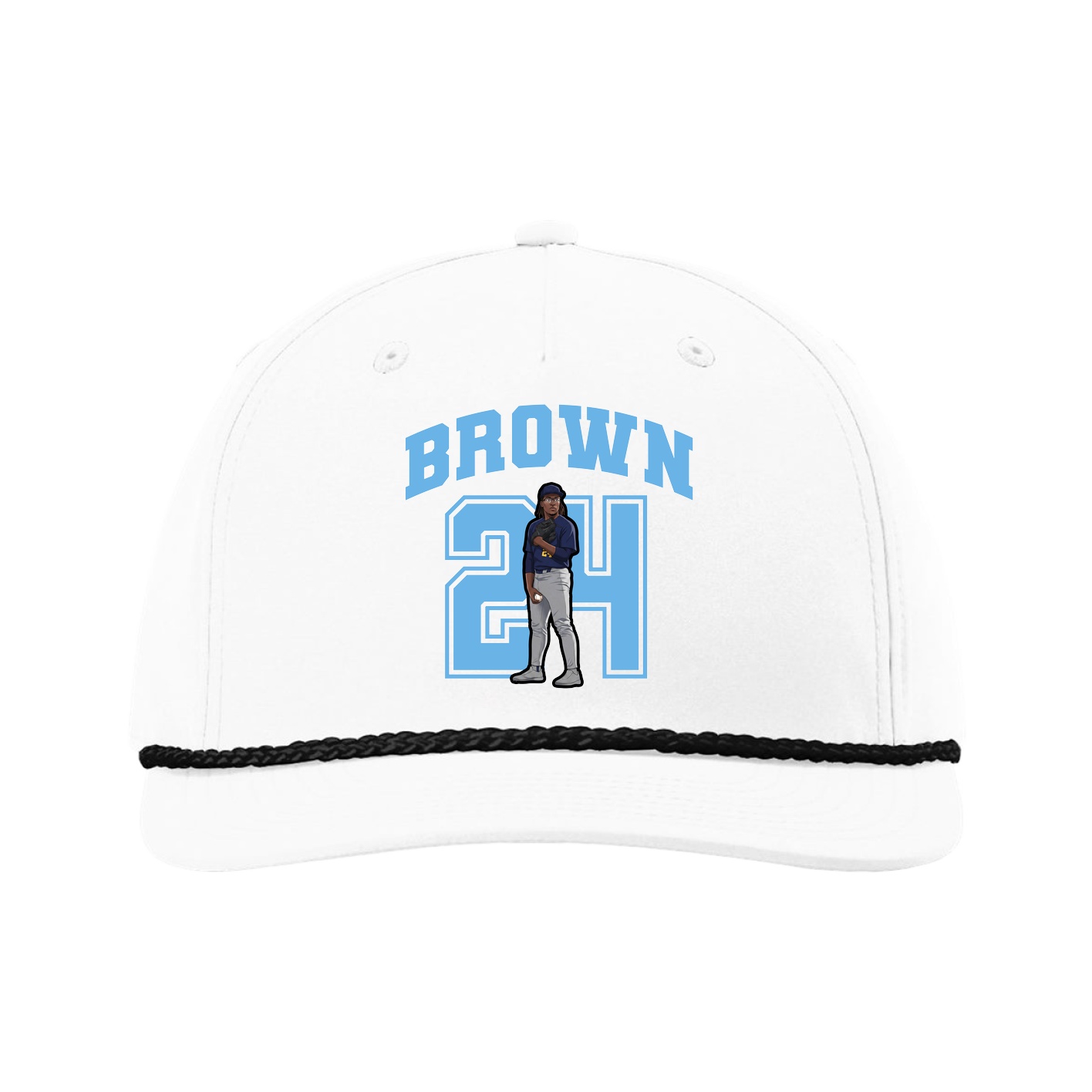 Five-Panel Classic Rope Cap — Number in White