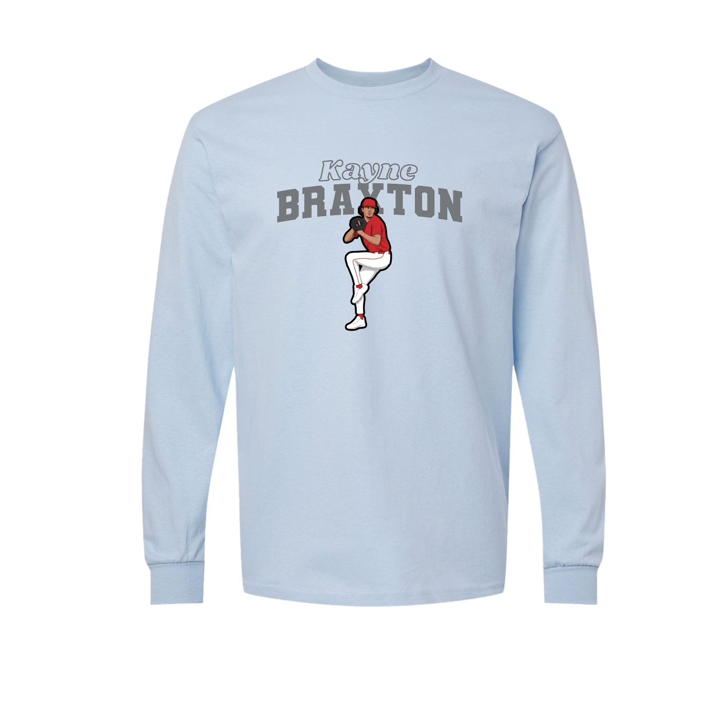 Long Sleeve Tee — Name Arch in Light Blue