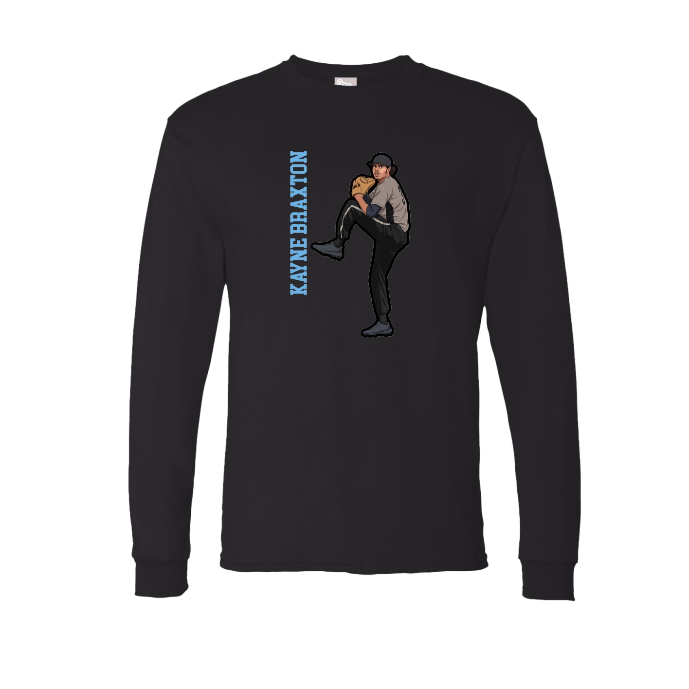 Long Sleeve Tee — Name Vertical in Black
