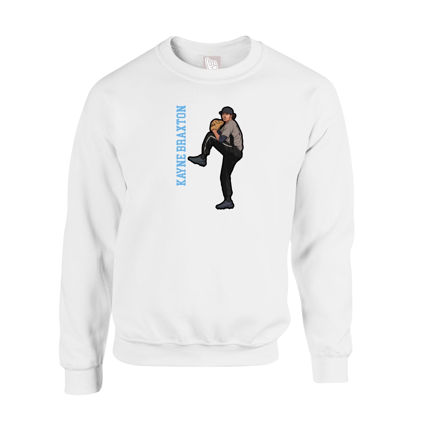 Fleece Crew — Name Vertical in White