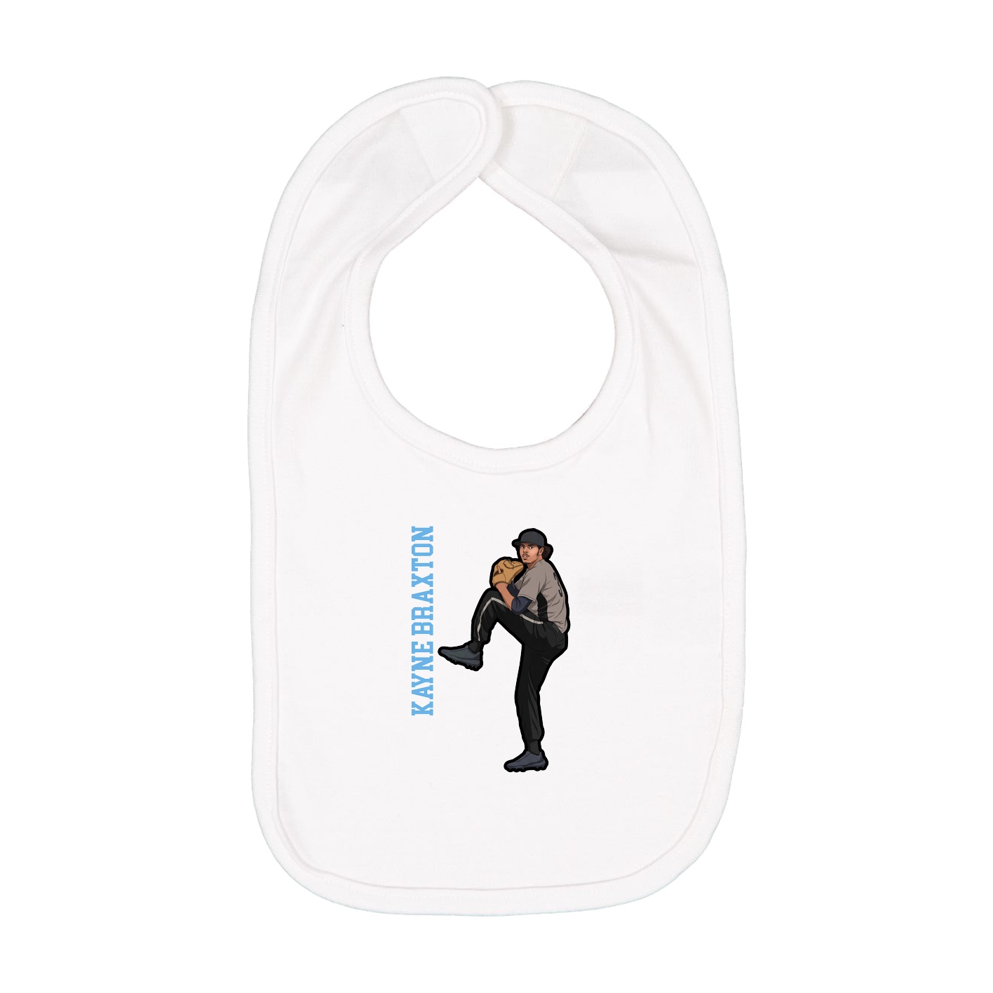 Infant Bib — Name Vertical in White