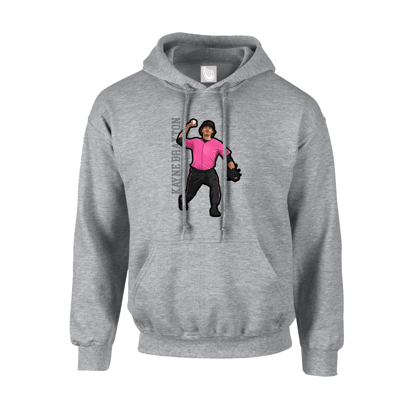 Hoodie — Name Vertical in Grey