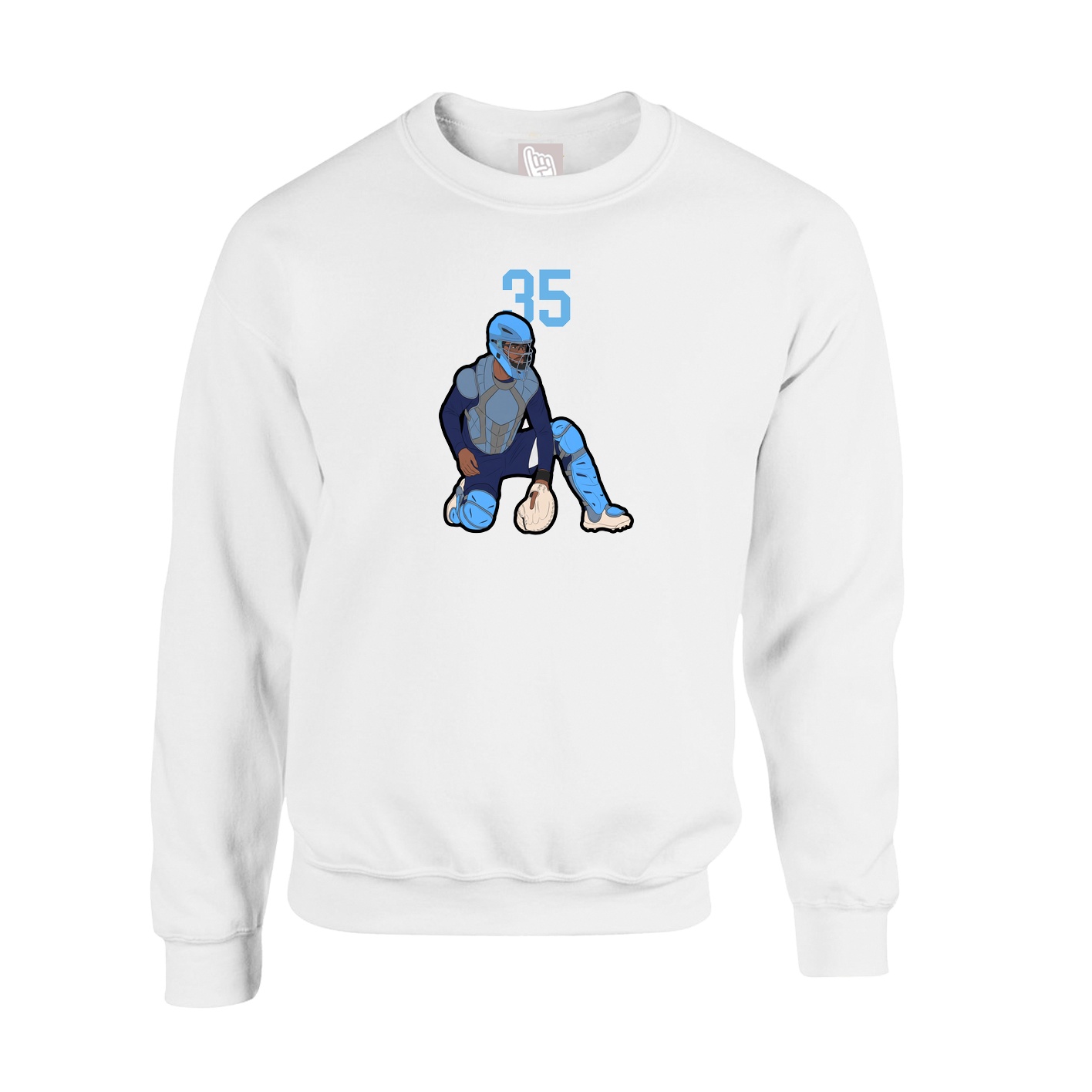 Fleece Crew — Number Top in White