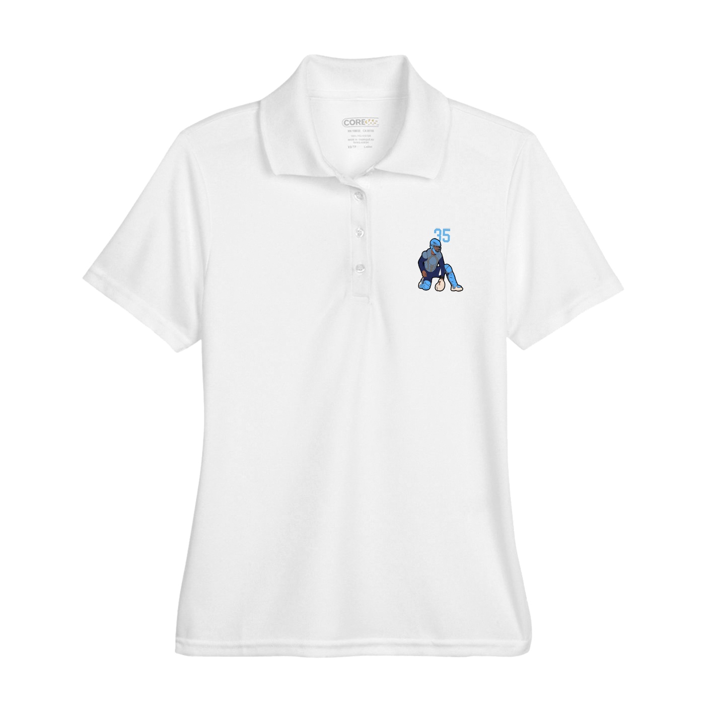 Womens Performance Polo — Number Top in White