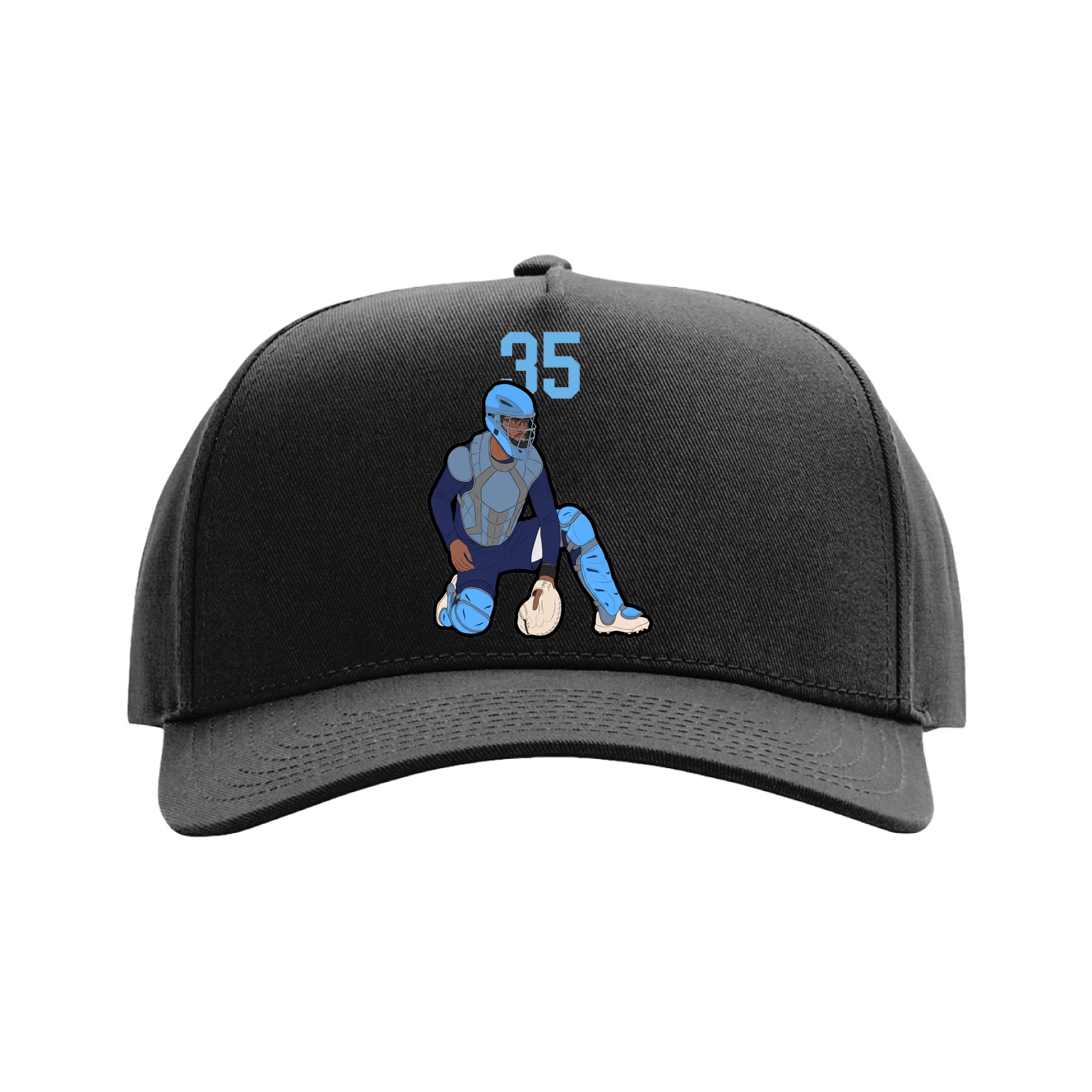 Full Fabric Five-Panel Champ Cap — Number Top in Black