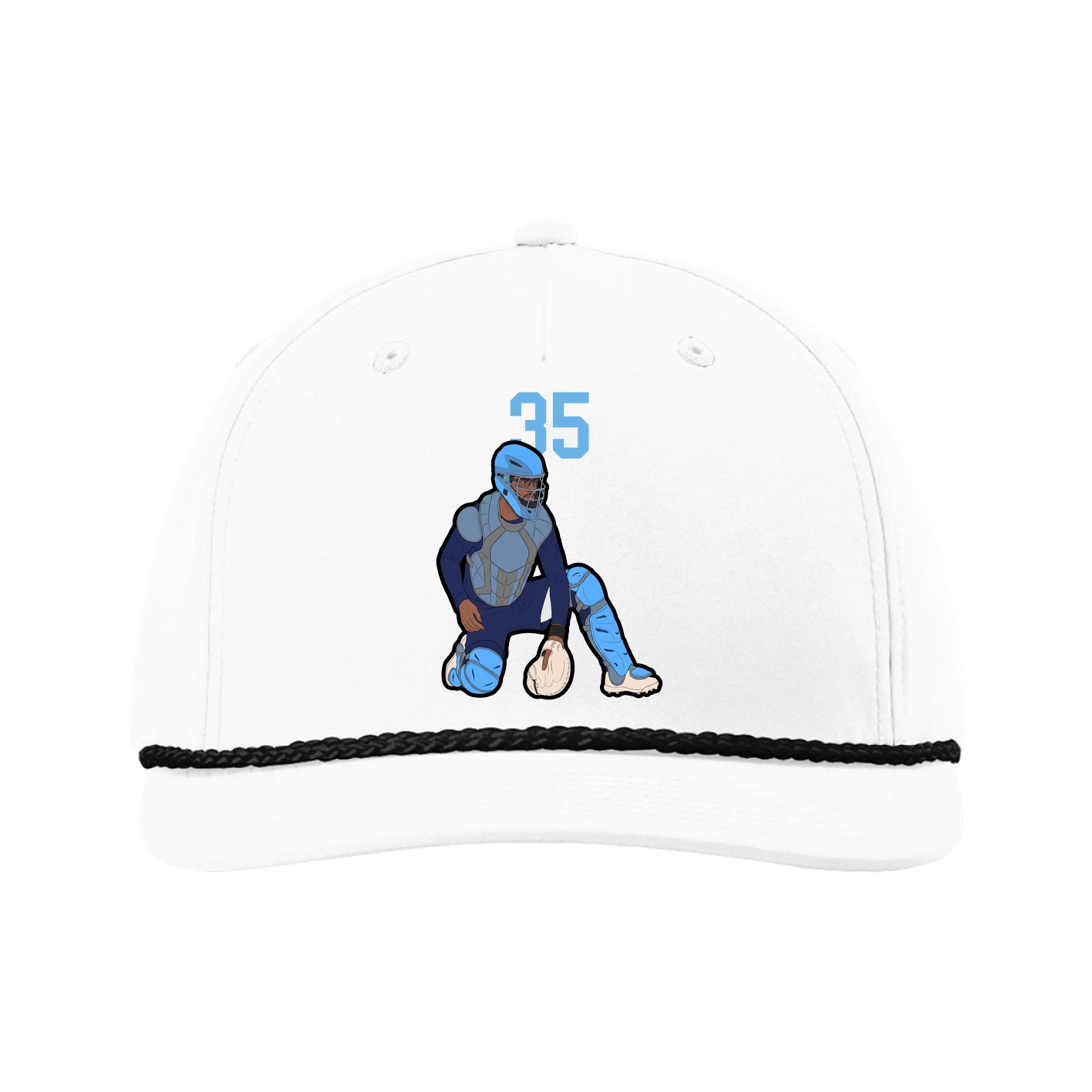 Five-Panel Classic Rope Cap — Number Top in White