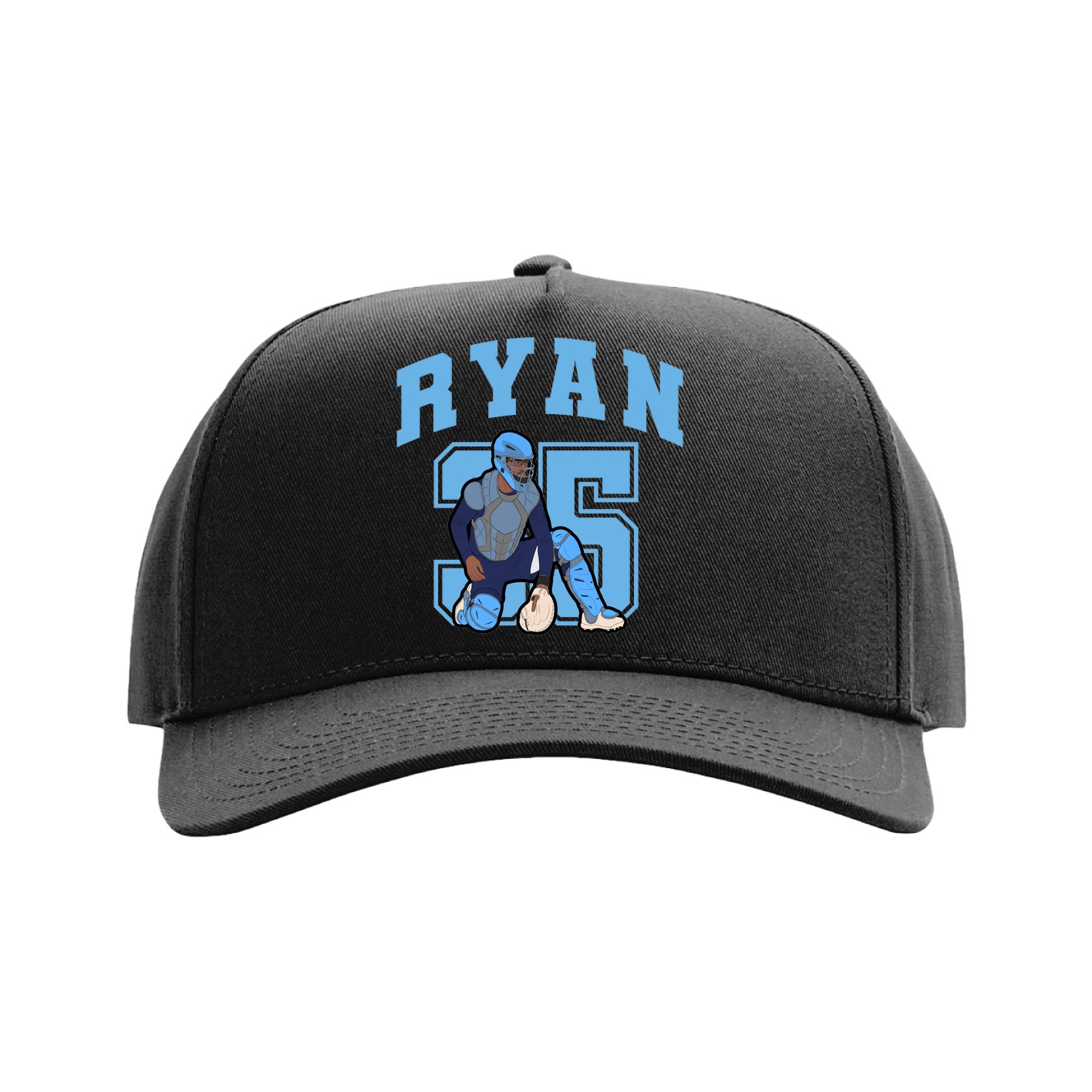 Full Fabric Five-Panel Champ Cap — Number in Black