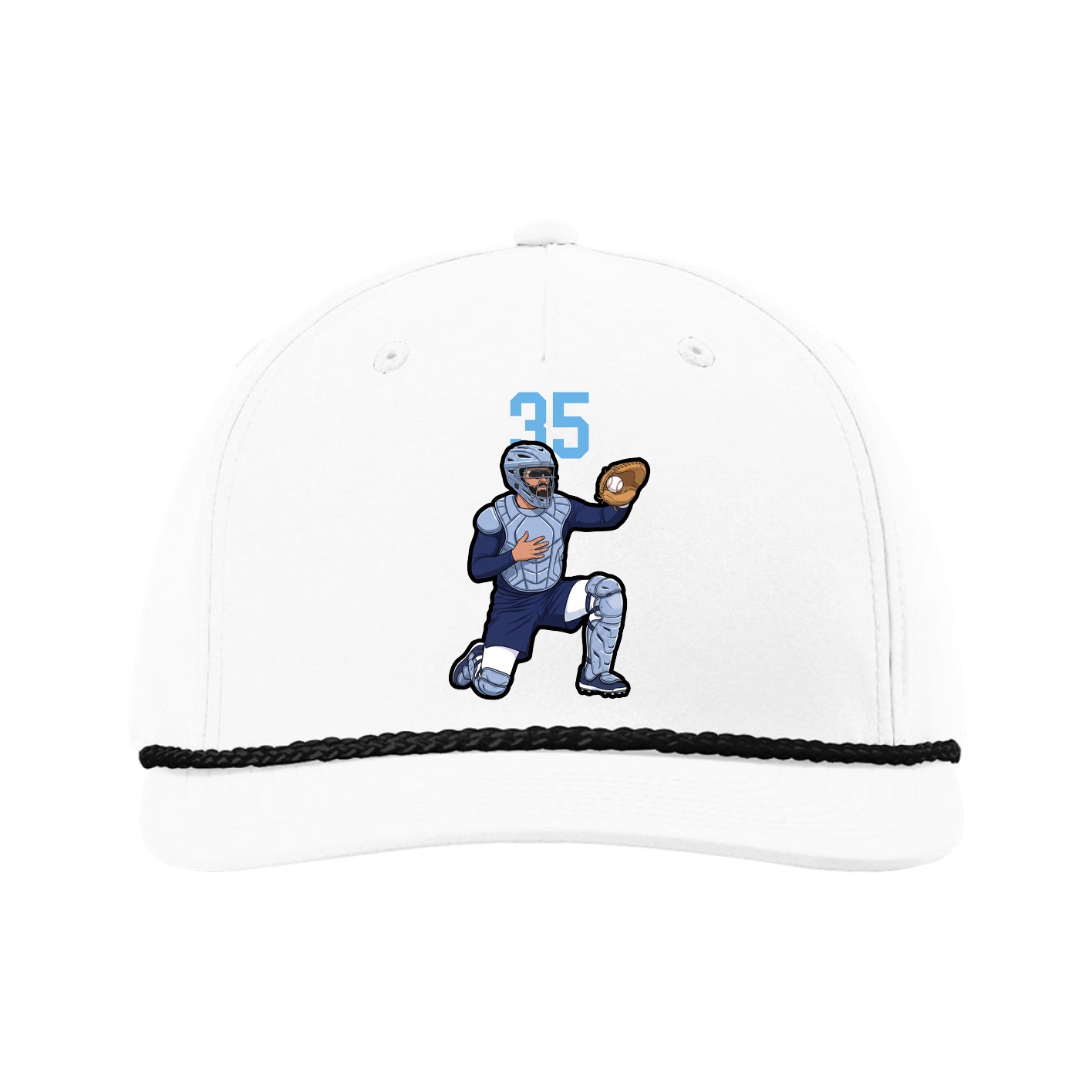 Five-Panel Classic Rope Cap — Number Top in White