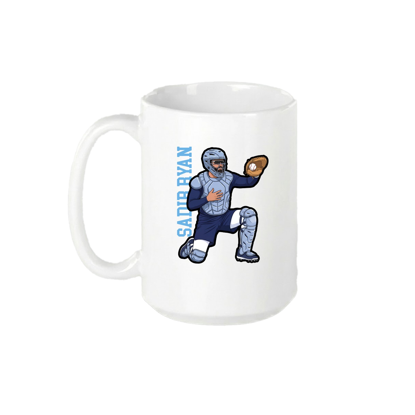15oz Coffee Mug — Name Vertical in White