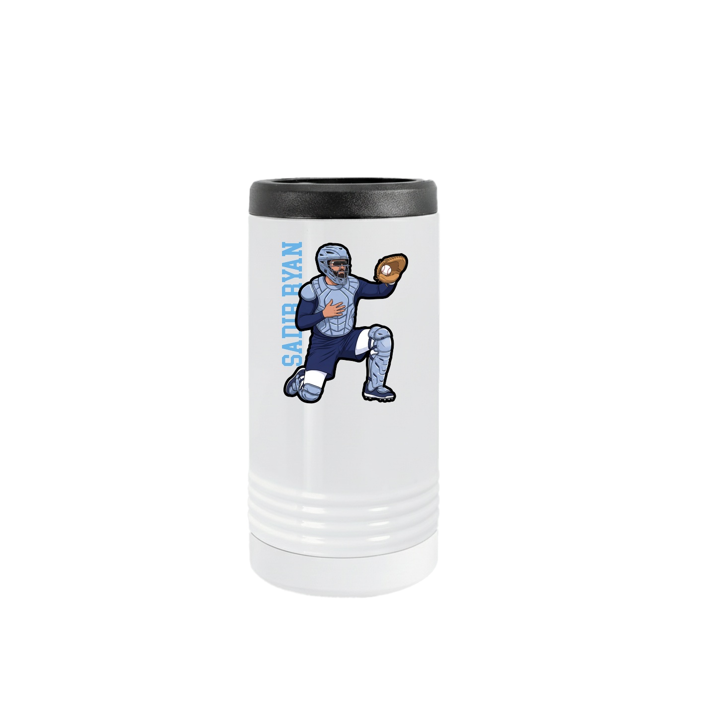 Slim Beverage Holder — Name Vertical in White