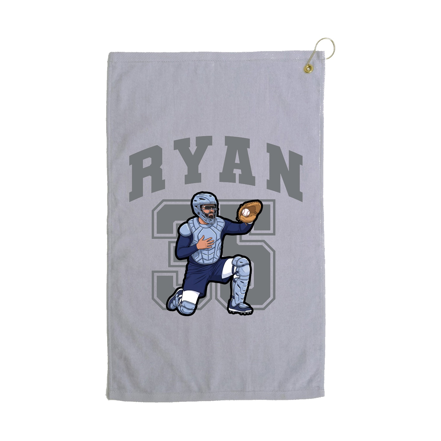 Golf Towel — Number in Grey