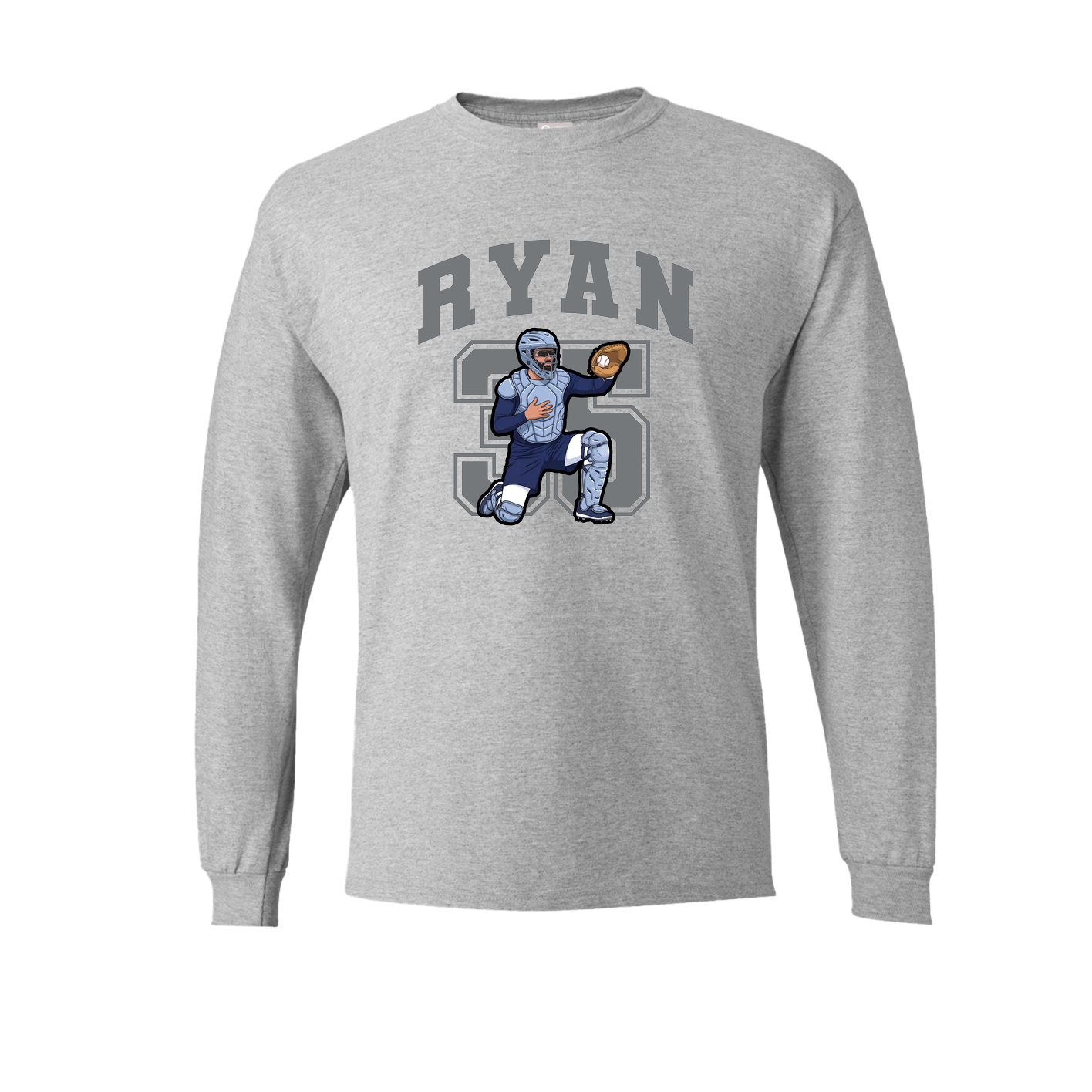 Long Sleeve Tee — Number in Grey