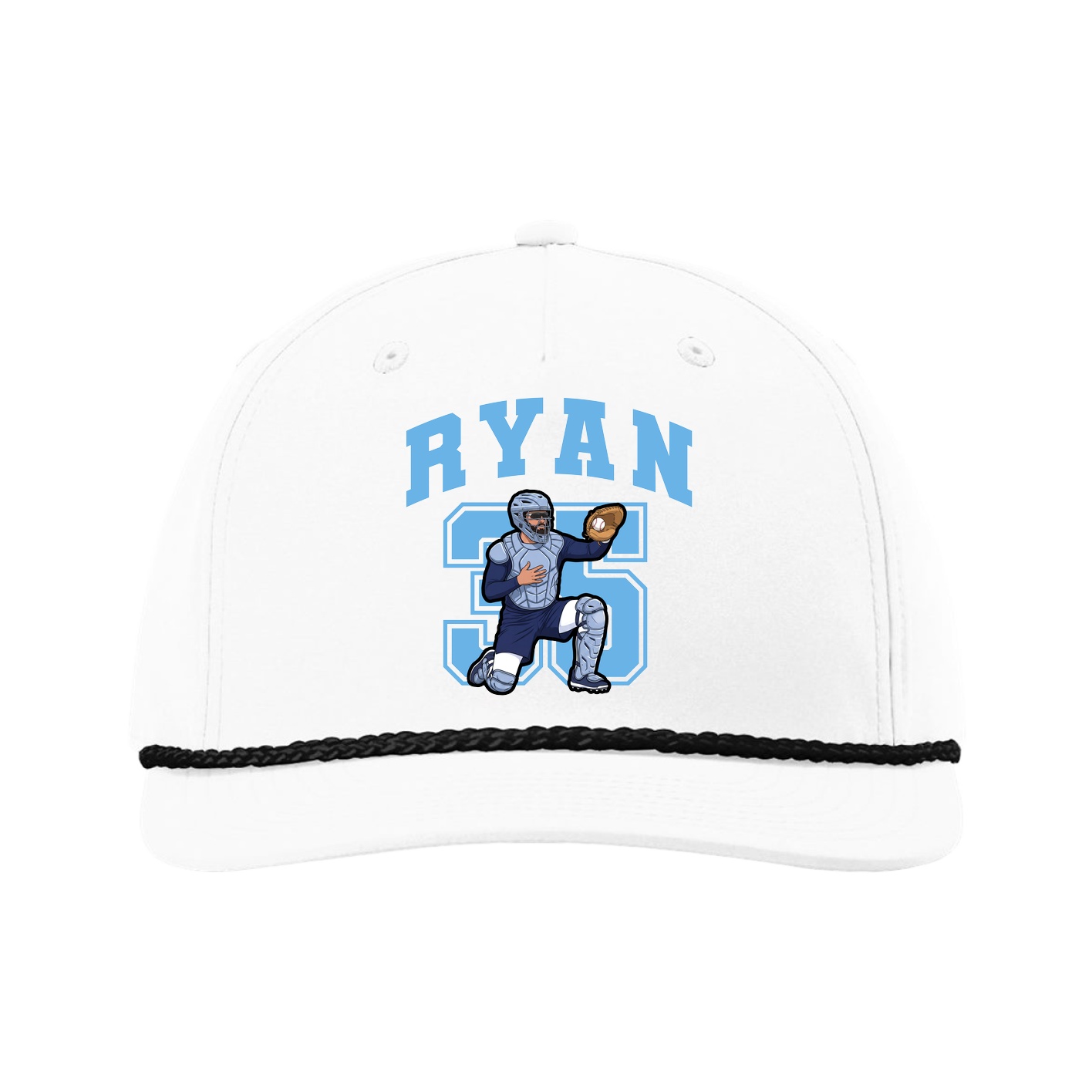 Five-Panel Classic Rope Cap — Number in White