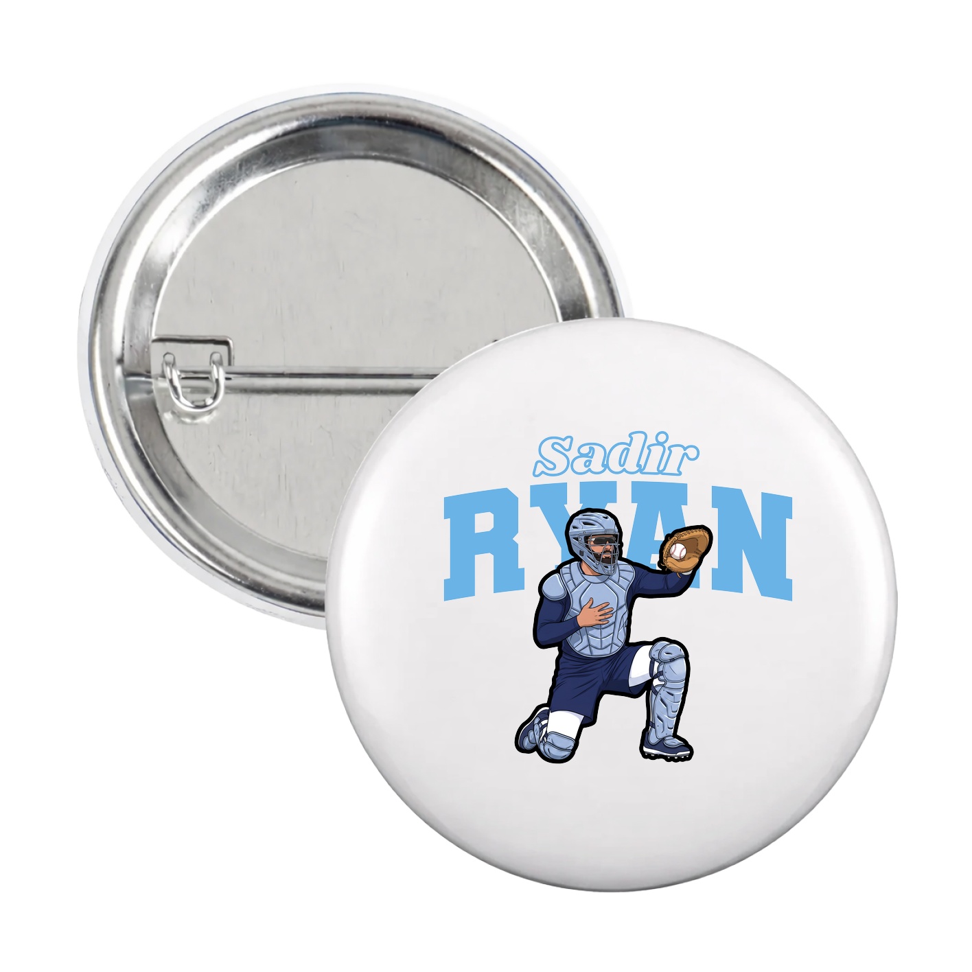 Game Day Button — Name Arch in White