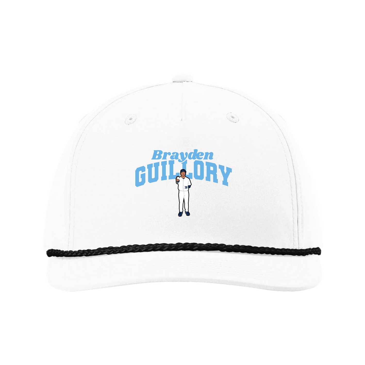 Five-Panel Classic Rope Cap — Signature Arch in White
