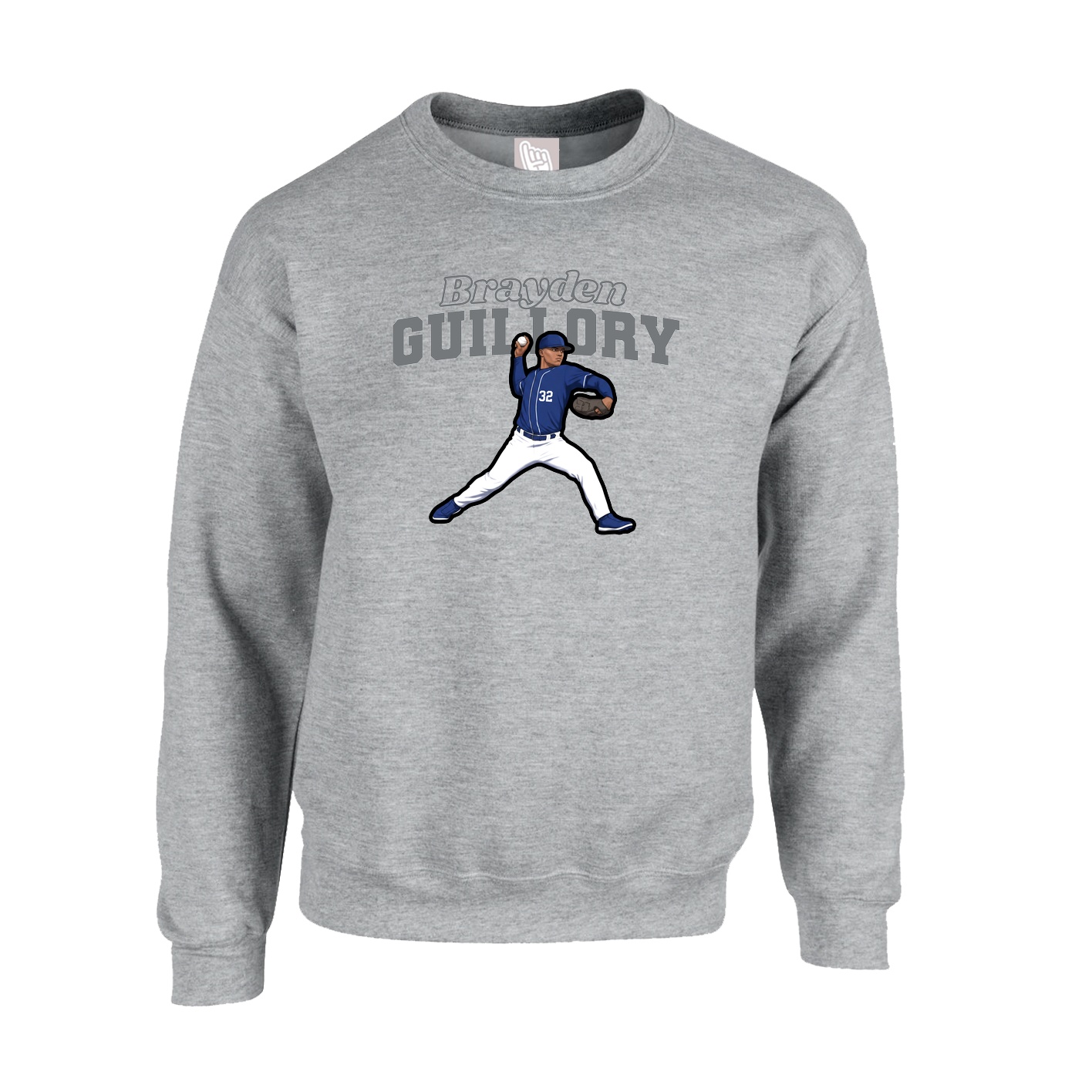 Fleece Crew — Name Arch in Grey