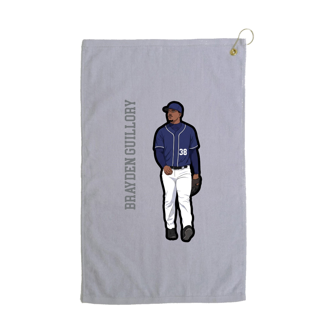 Golf Towel — Name Vertical in Grey