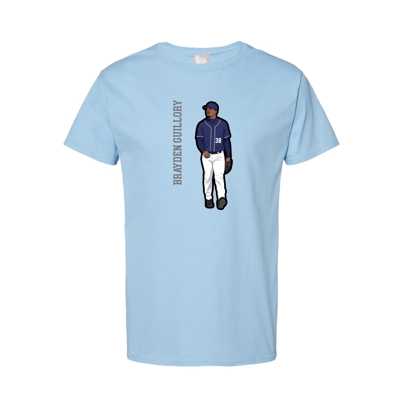 Tee — Name Vertical in Light Blue