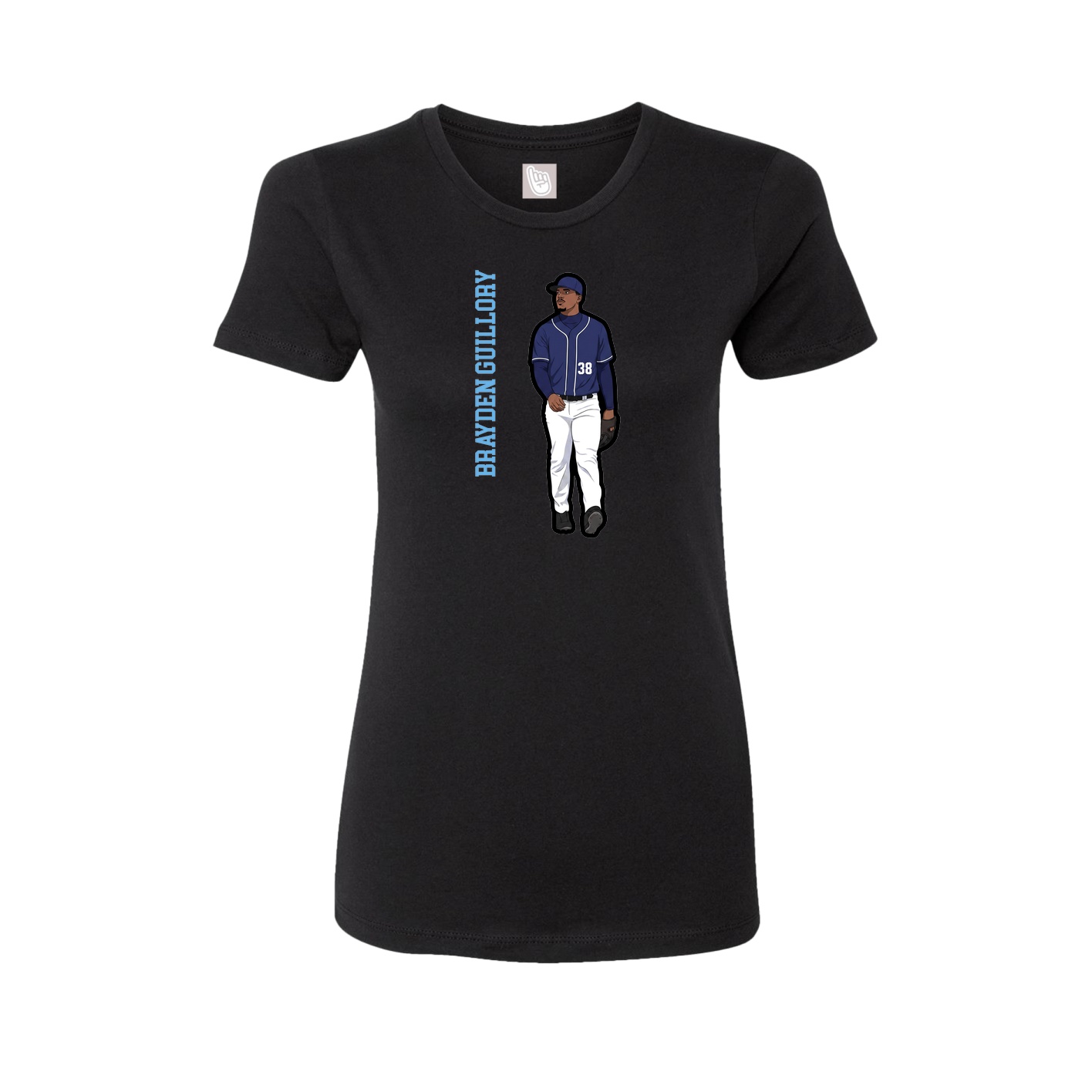 Fitted Women's Tee — Name Vertical in Black