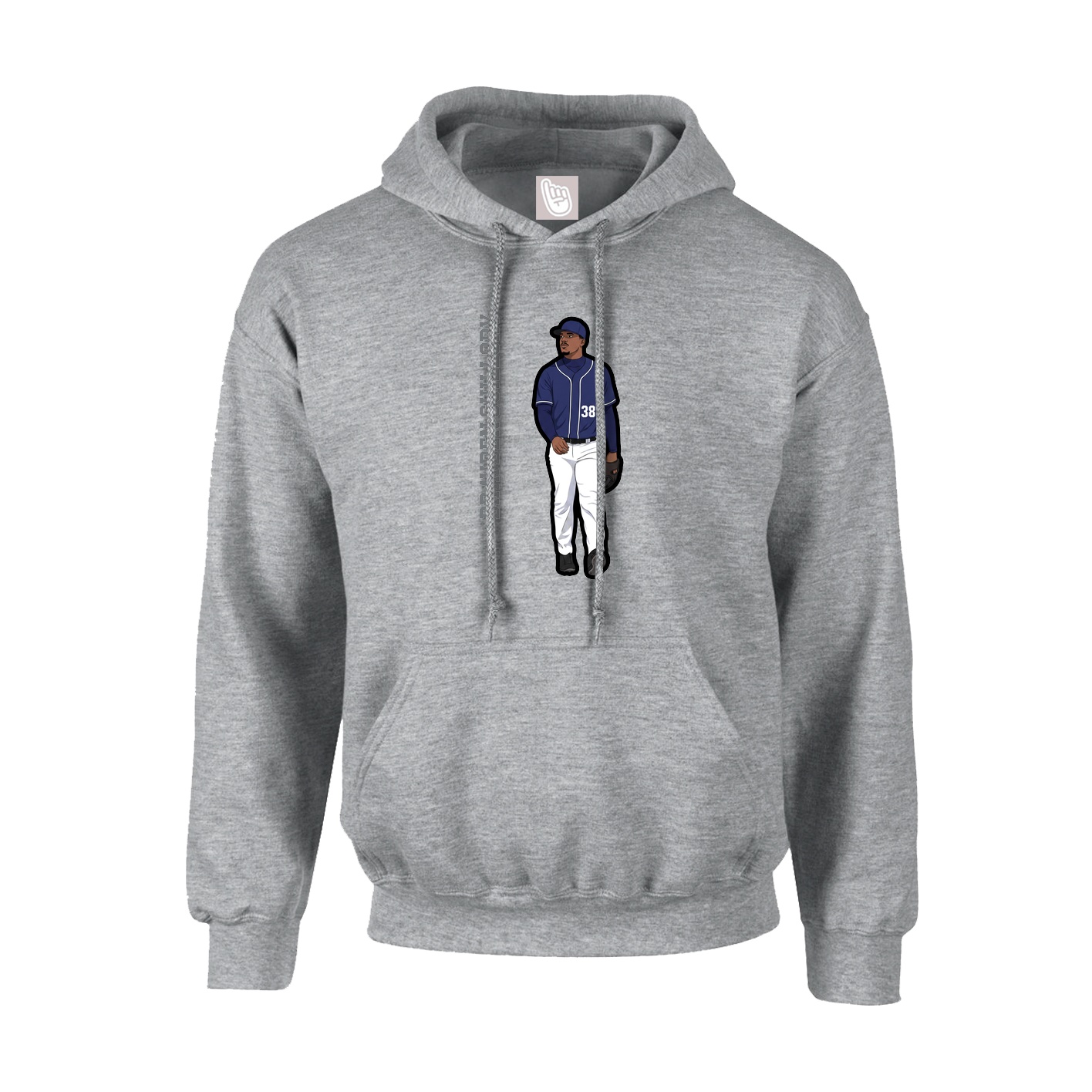 Hoodie — Name Vertical in Grey