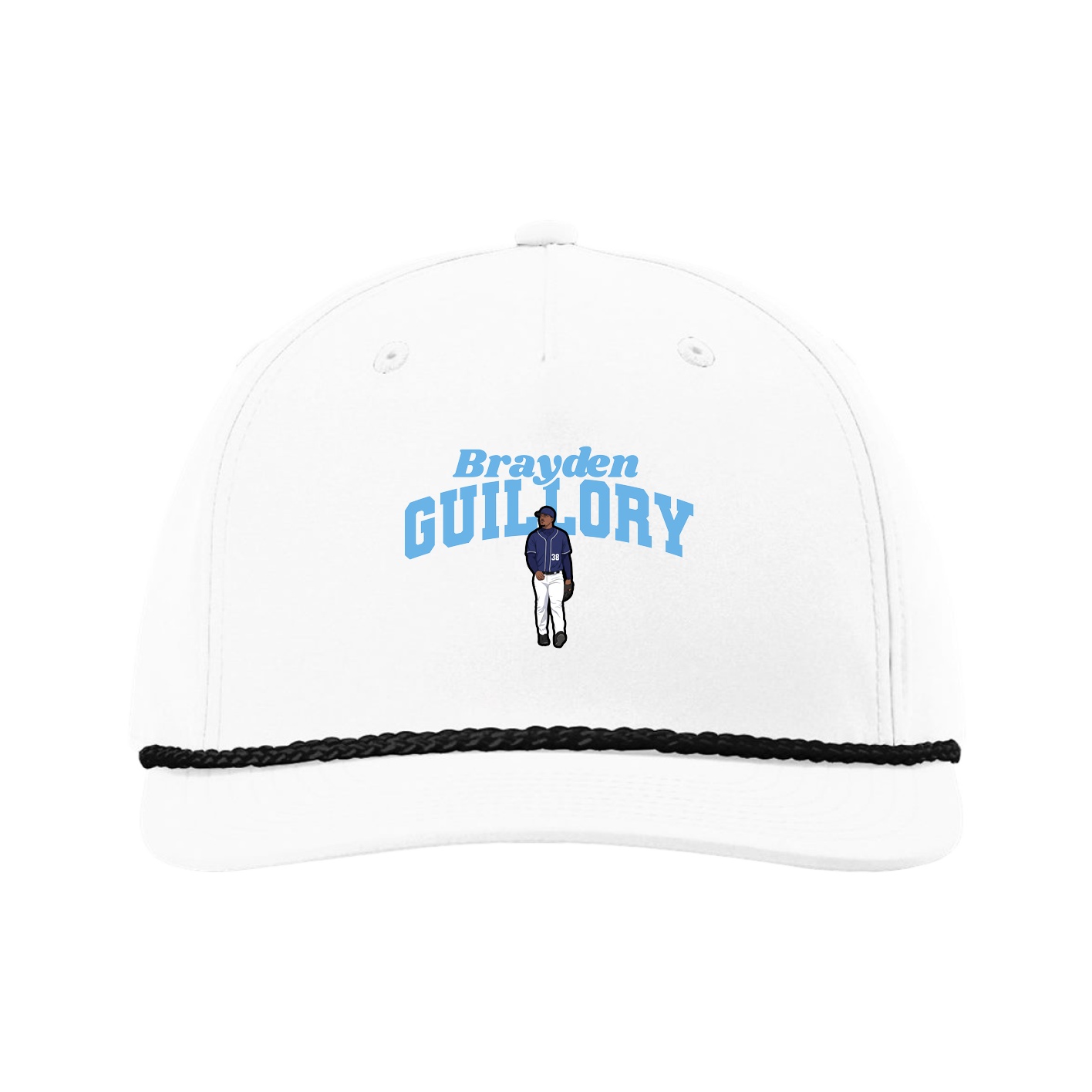 Five-Panel Classic Rope Cap — Signature Arch in White